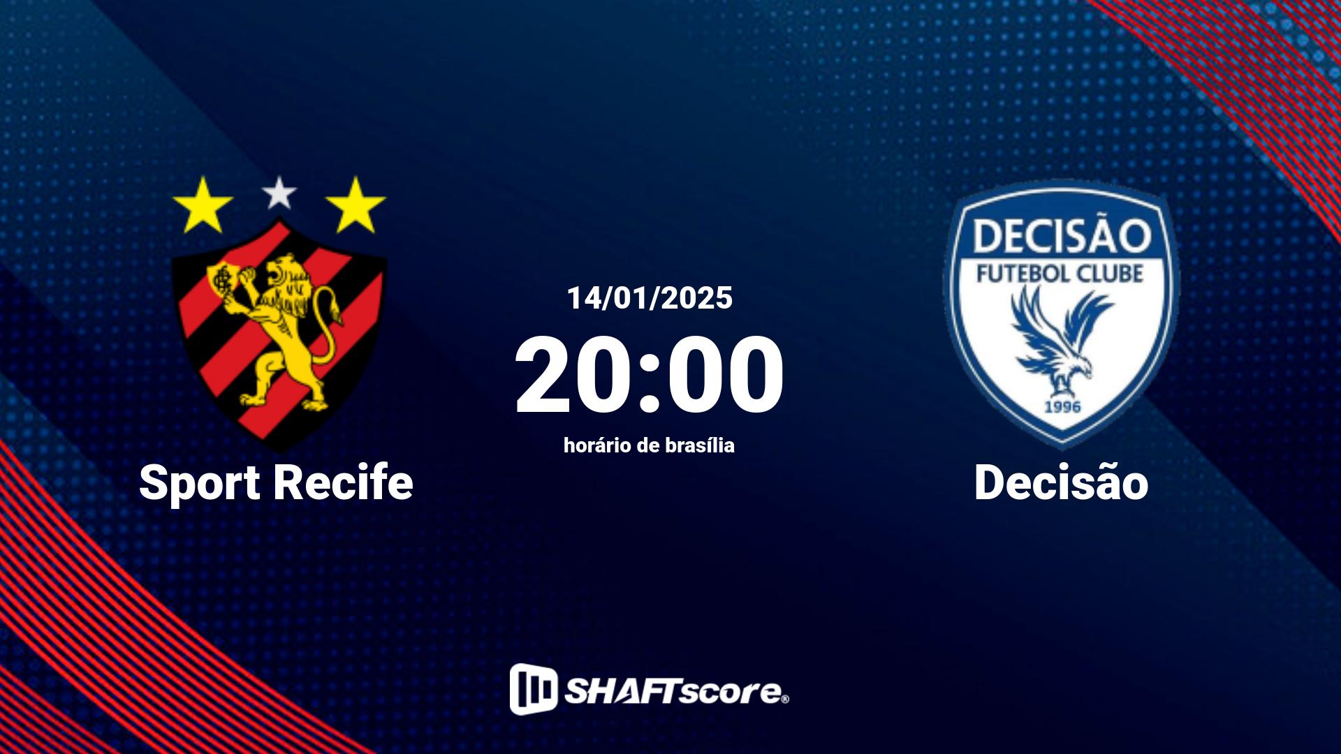 Estatísticas do jogo Sport Recife vs Decisão 14.01 20:00