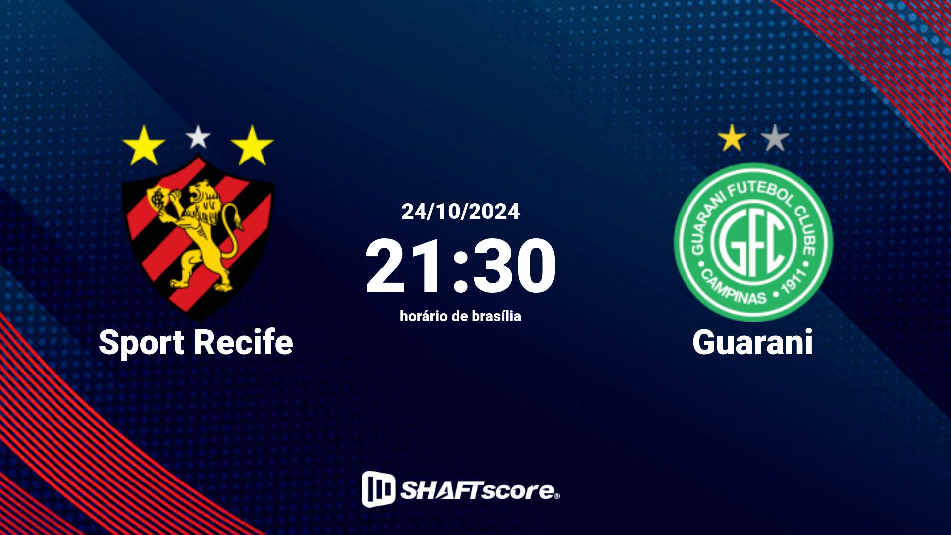 Estatísticas do jogo Sport Recife vs Guarani 24.10 21:30