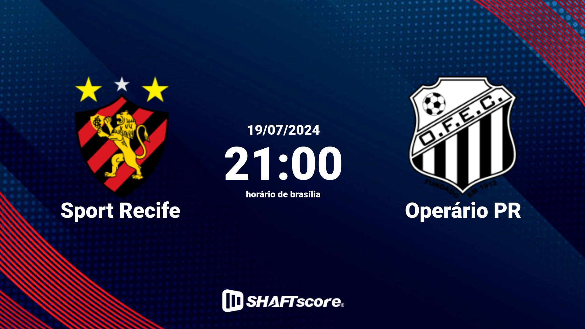 Estatísticas do jogo Sport Recife vs Operário PR 19.07 21:00