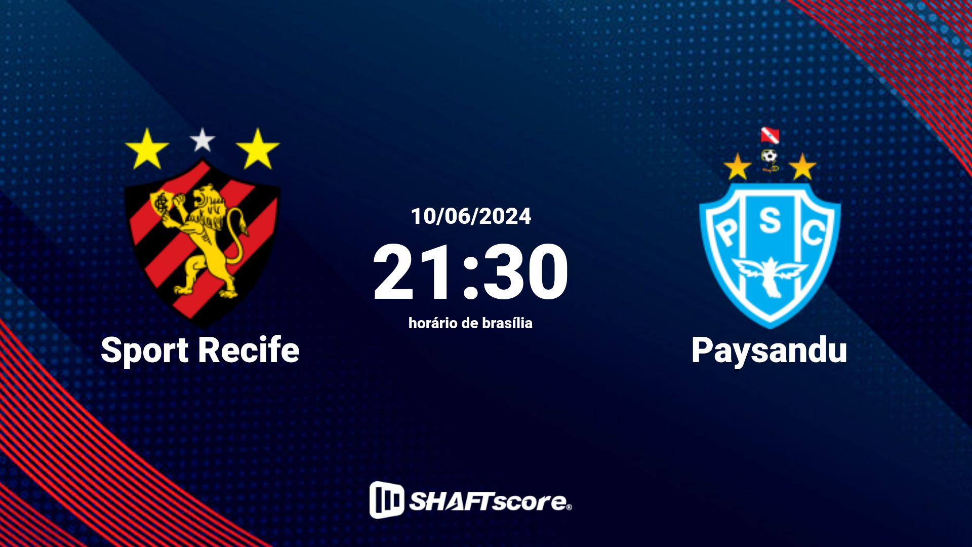 Estatísticas do jogo Sport Recife vs Paysandu 10.06 21:30