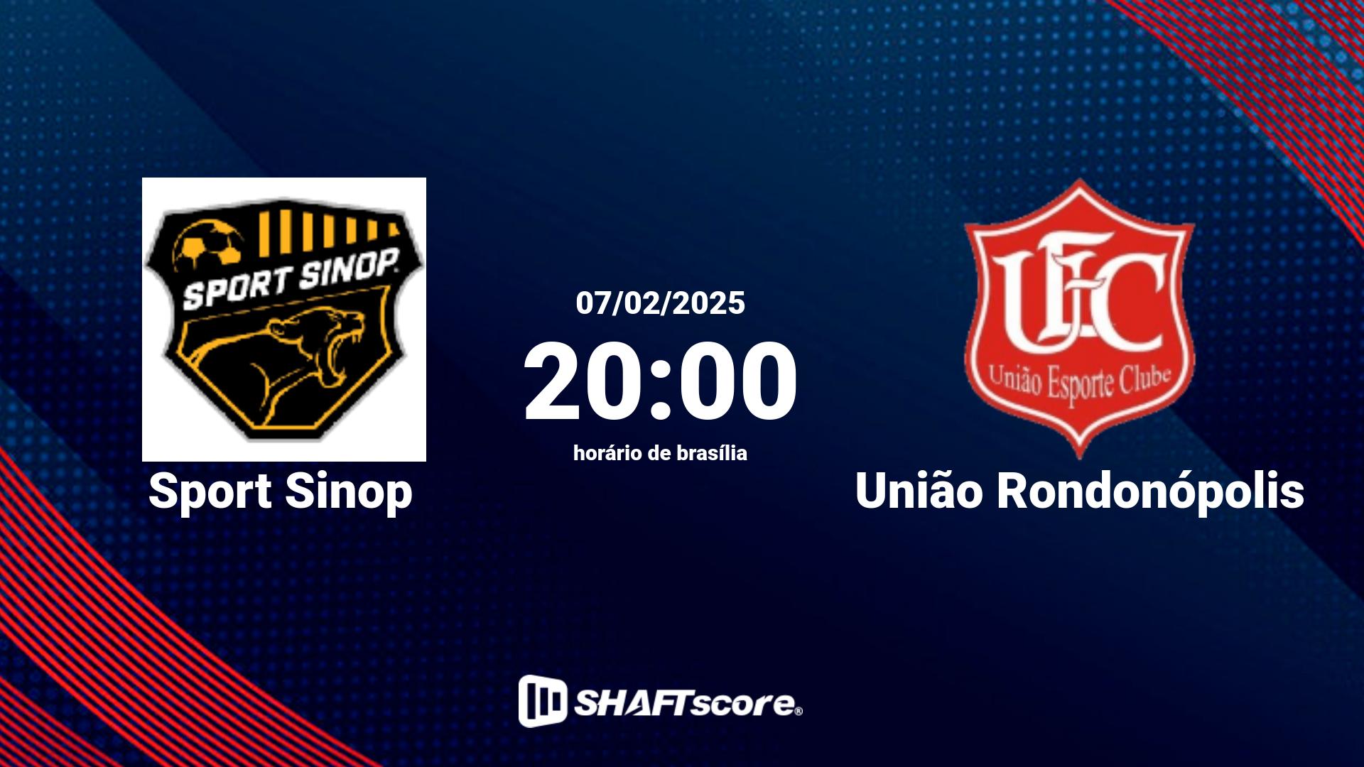 Estatísticas do jogo Sport Sinop vs União Rondonópolis 07.02 20:00