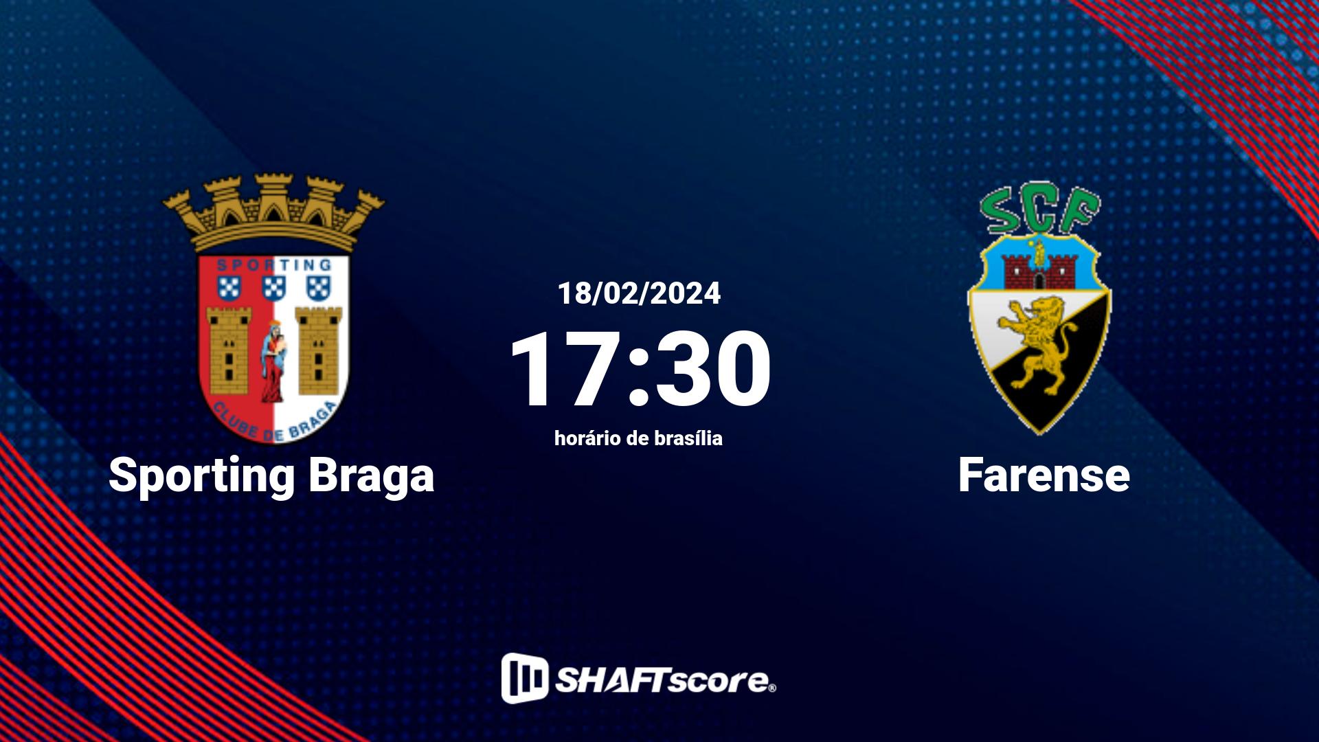 Estatísticas do jogo Sporting Braga vs Farense 18.02 17:30