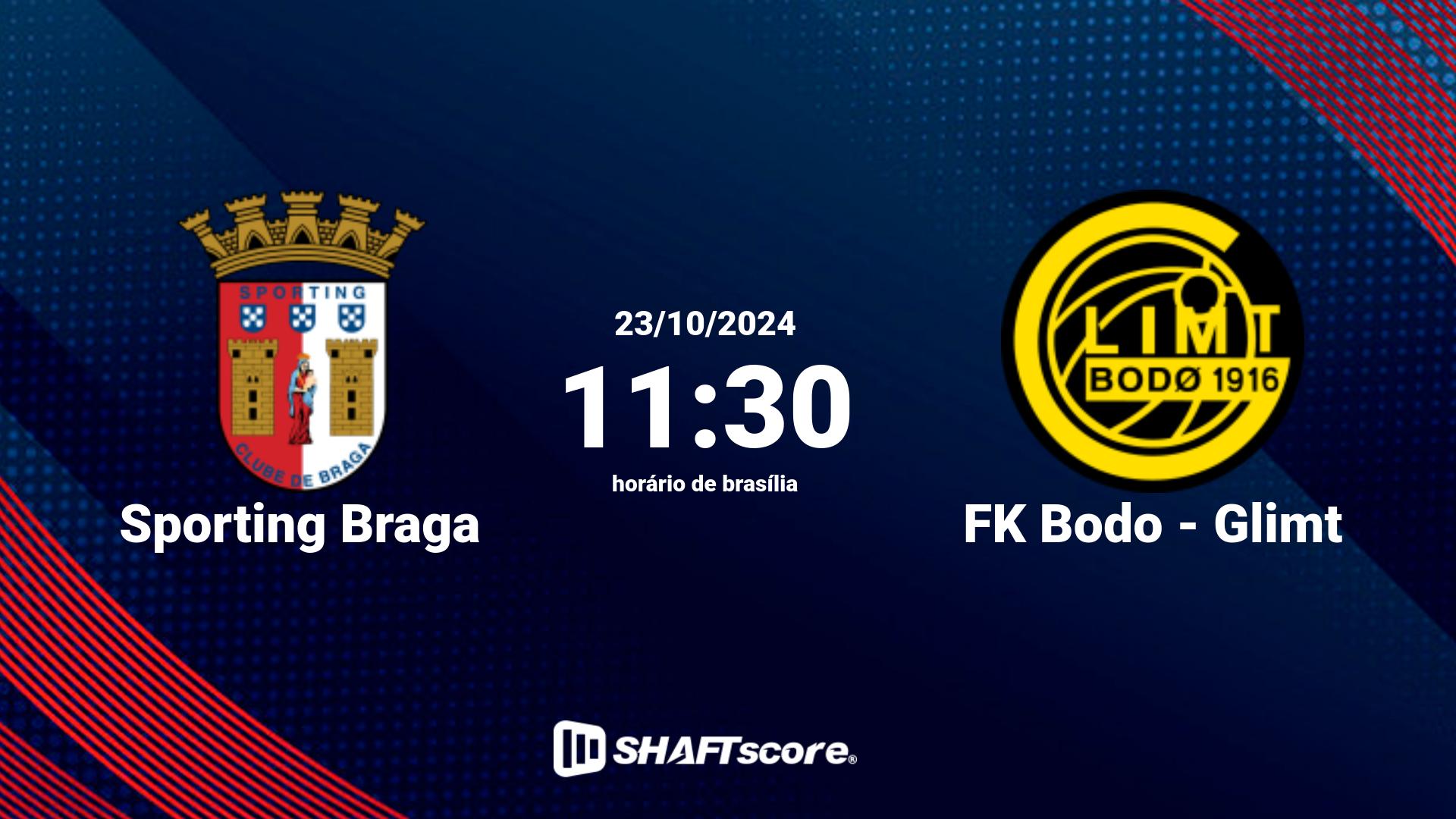 Estatísticas do jogo Sporting Braga vs FK Bodo - Glimt 23.10 11:30