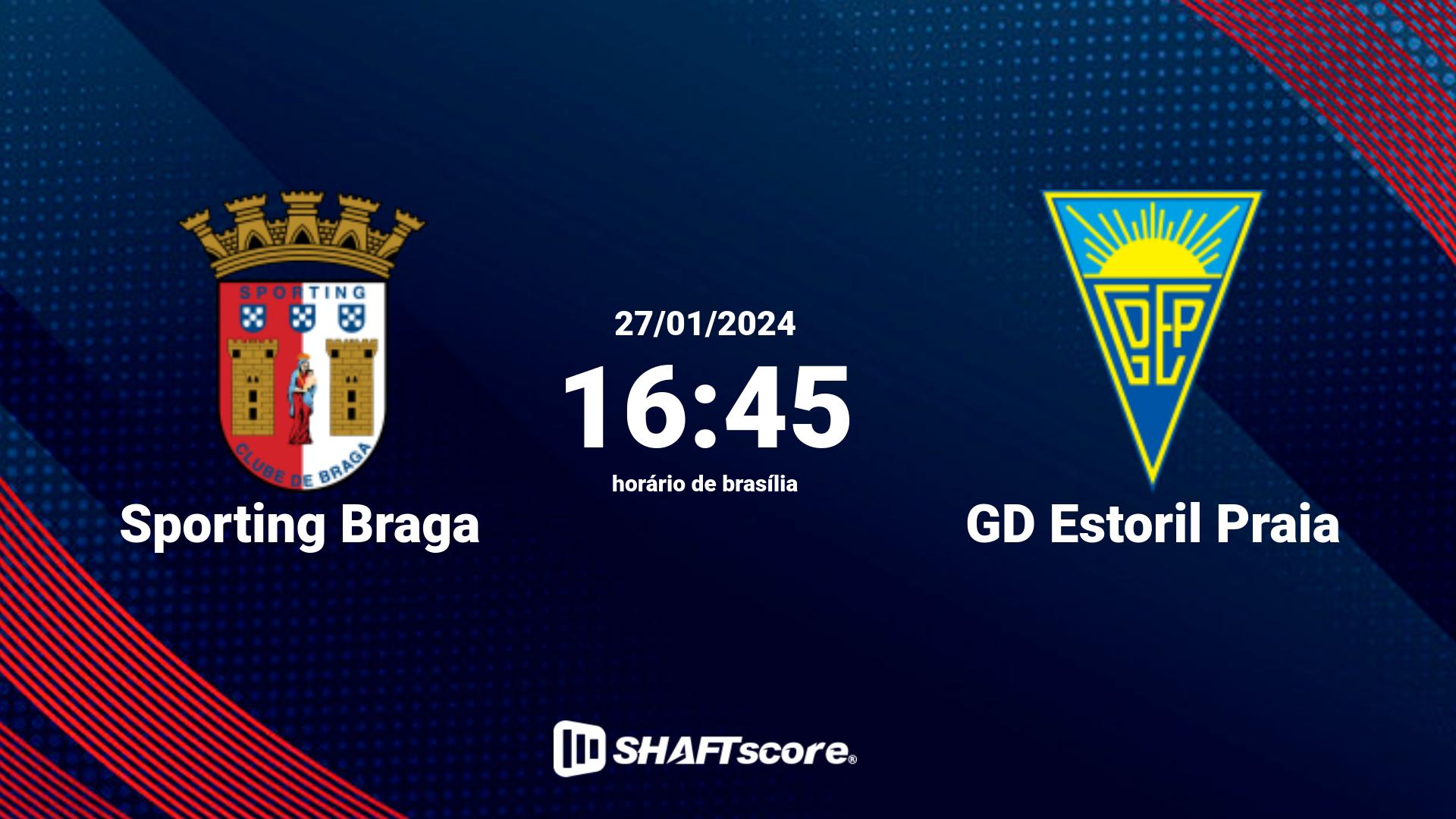 Estatísticas do jogo Sporting Braga vs GD Estoril Praia 27.01 16:45