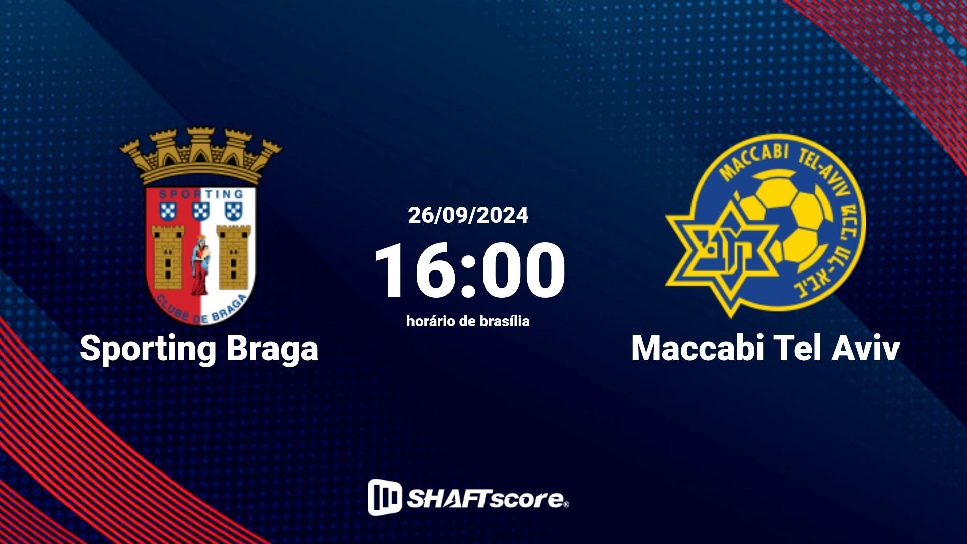 Estatísticas do jogo Sporting Braga vs Maccabi Tel Aviv 26.09 16:00