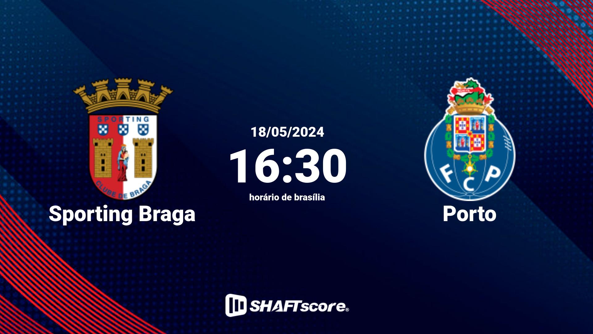 Estatísticas do jogo Sporting Braga vs Porto 18.05 16:30