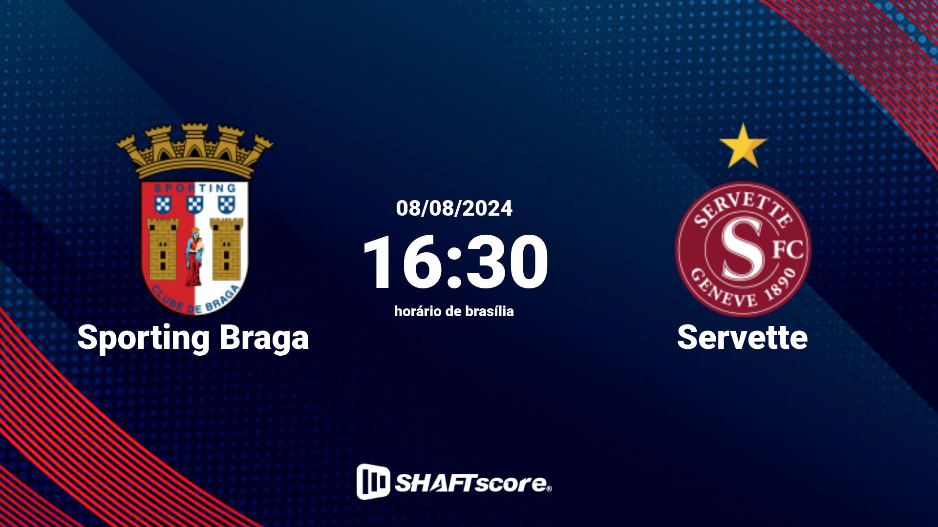 Estatísticas do jogo Sporting Braga vs Servette 08.08 16:30