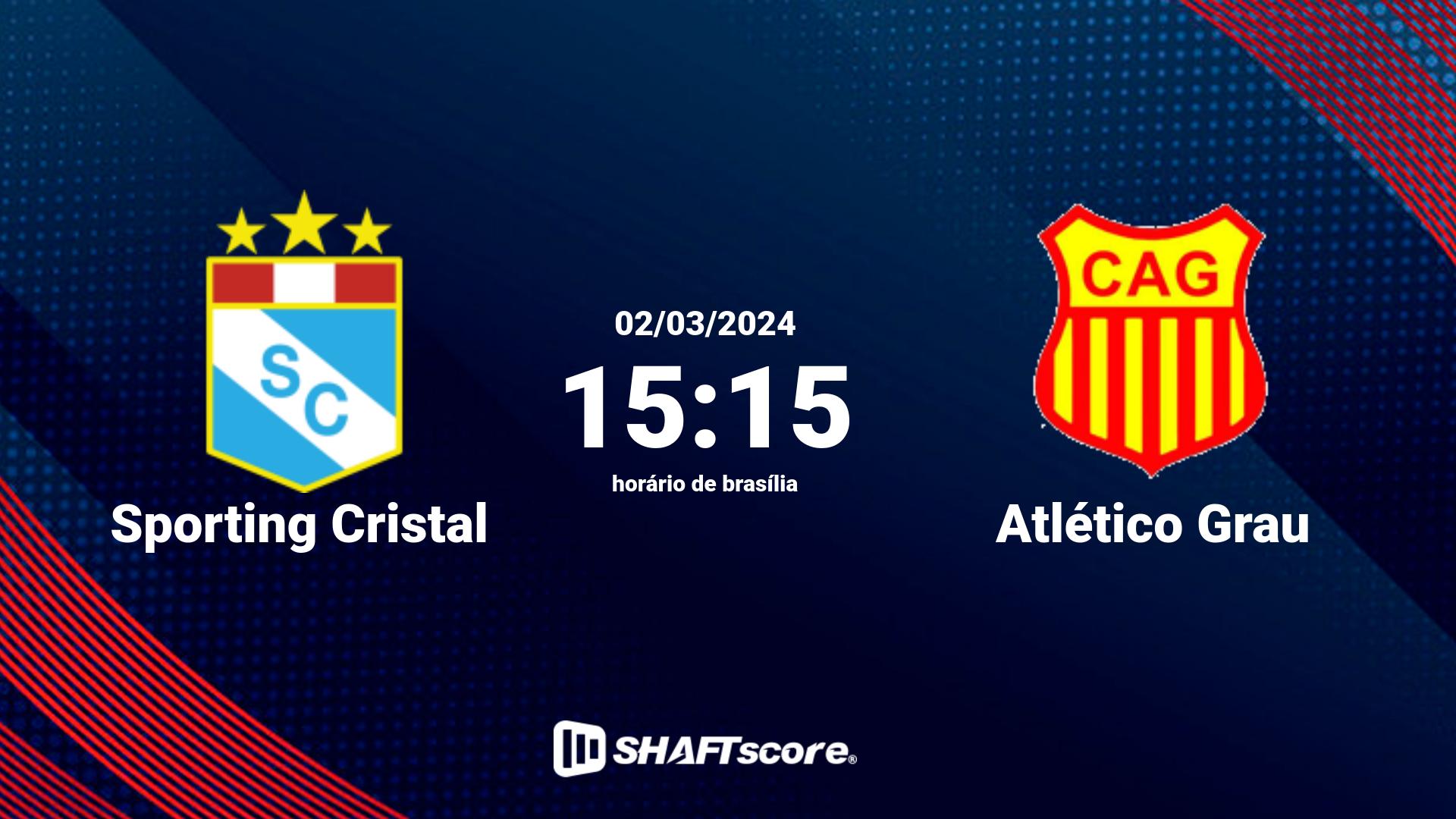 Estatísticas do jogo Sporting Cristal vs Atlético Grau 02.03 15:15