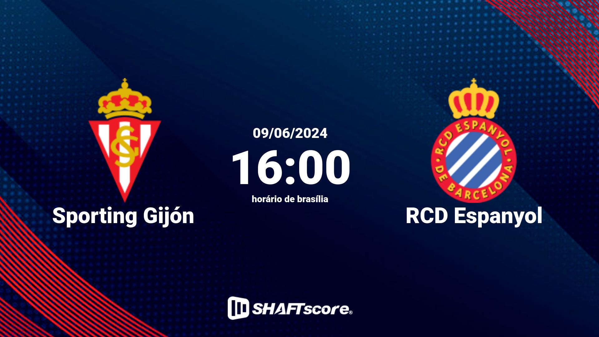 Estatísticas do jogo Sporting Gijón vs RCD Espanyol 09.06 16:00