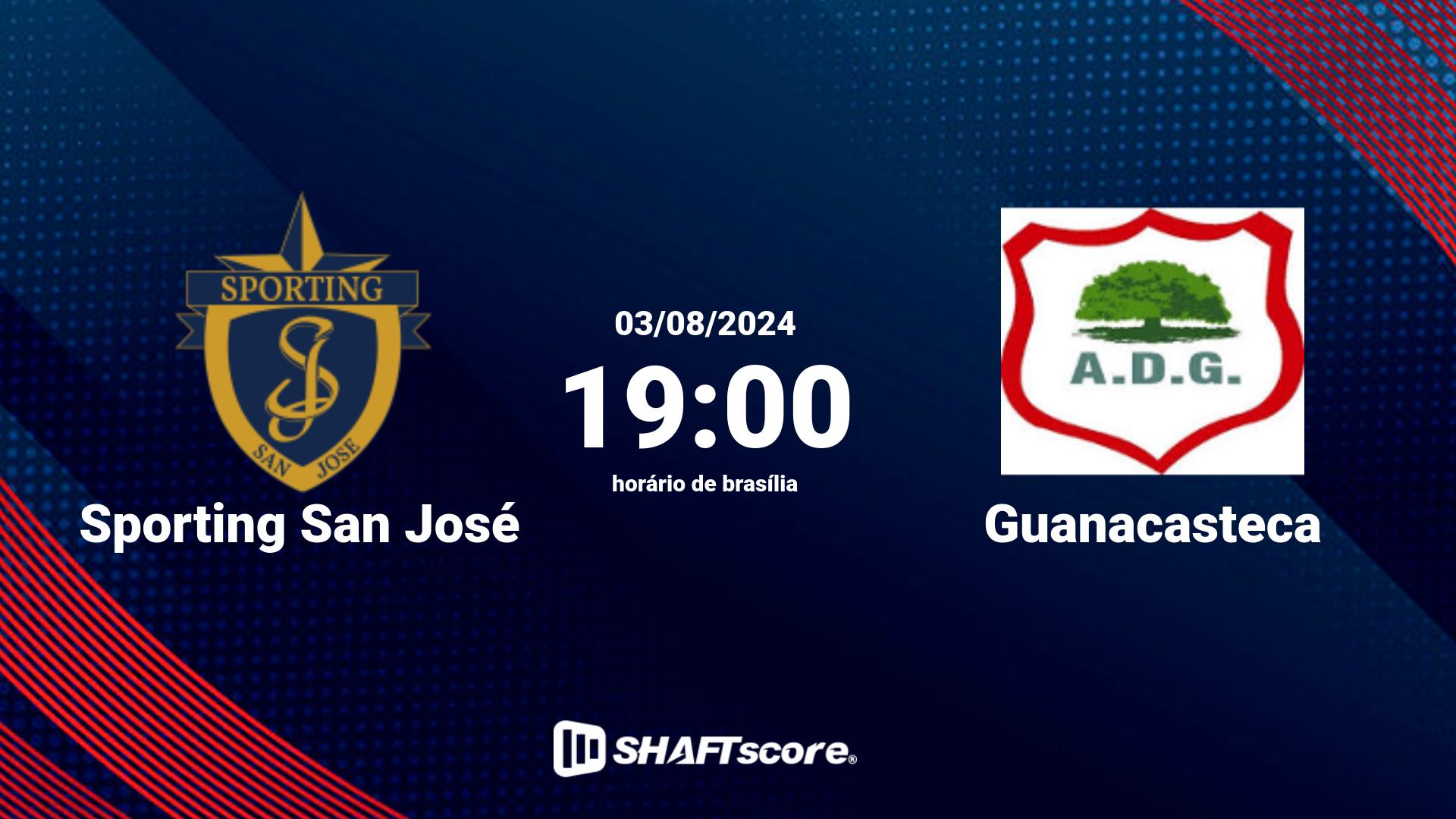Estatísticas do jogo Sporting San José vs Guanacasteca 03.08 19:00