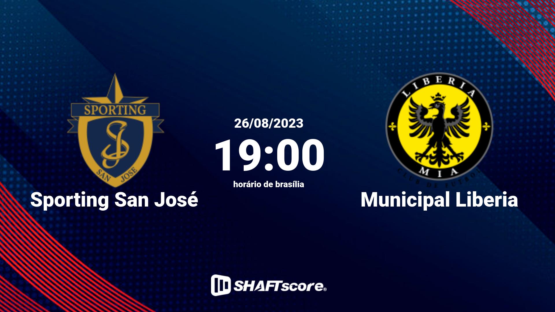 Estatísticas do jogo Sporting San José vs Municipal Liberia 26.08 19:00