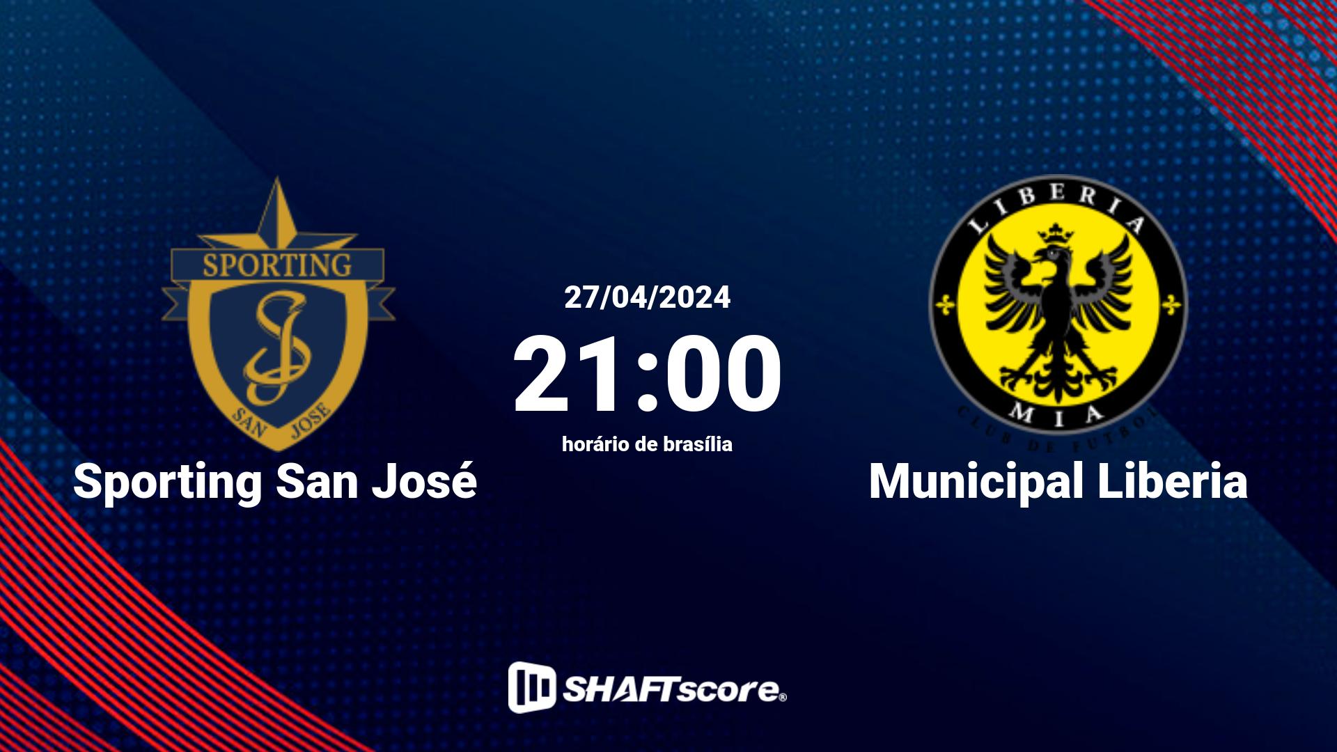 Estatísticas do jogo Sporting San José vs Municipal Liberia 27.04 21:00