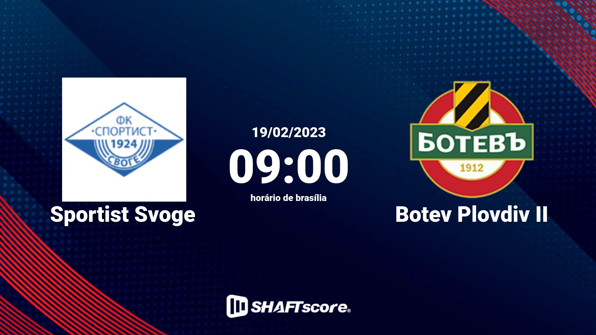 Estatísticas do jogo Sportist Svoge vs Botev Plovdiv II 19.02 09:00