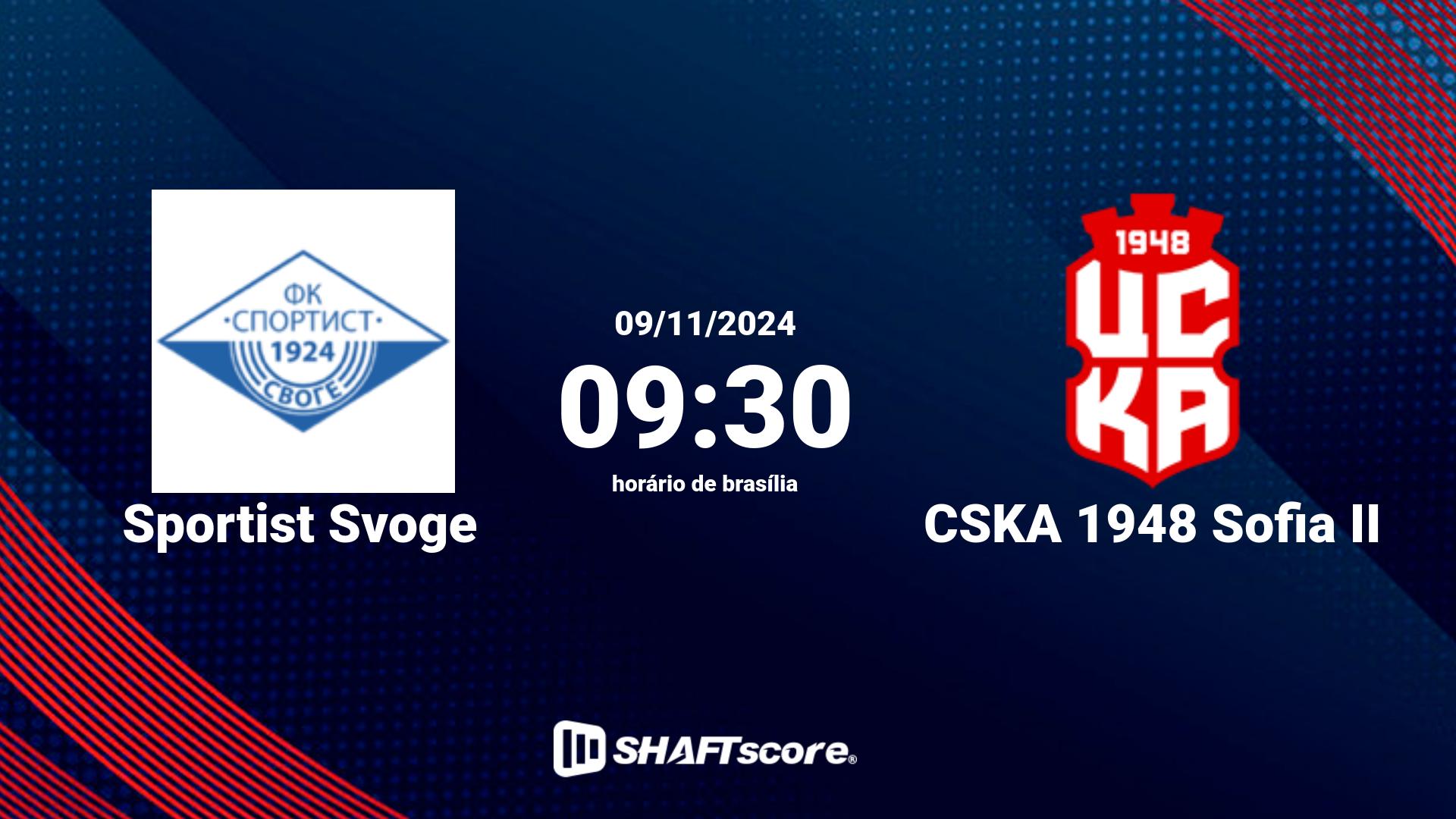 Estatísticas do jogo Sportist Svoge vs CSKA 1948 Sofia II 09.11 09:30