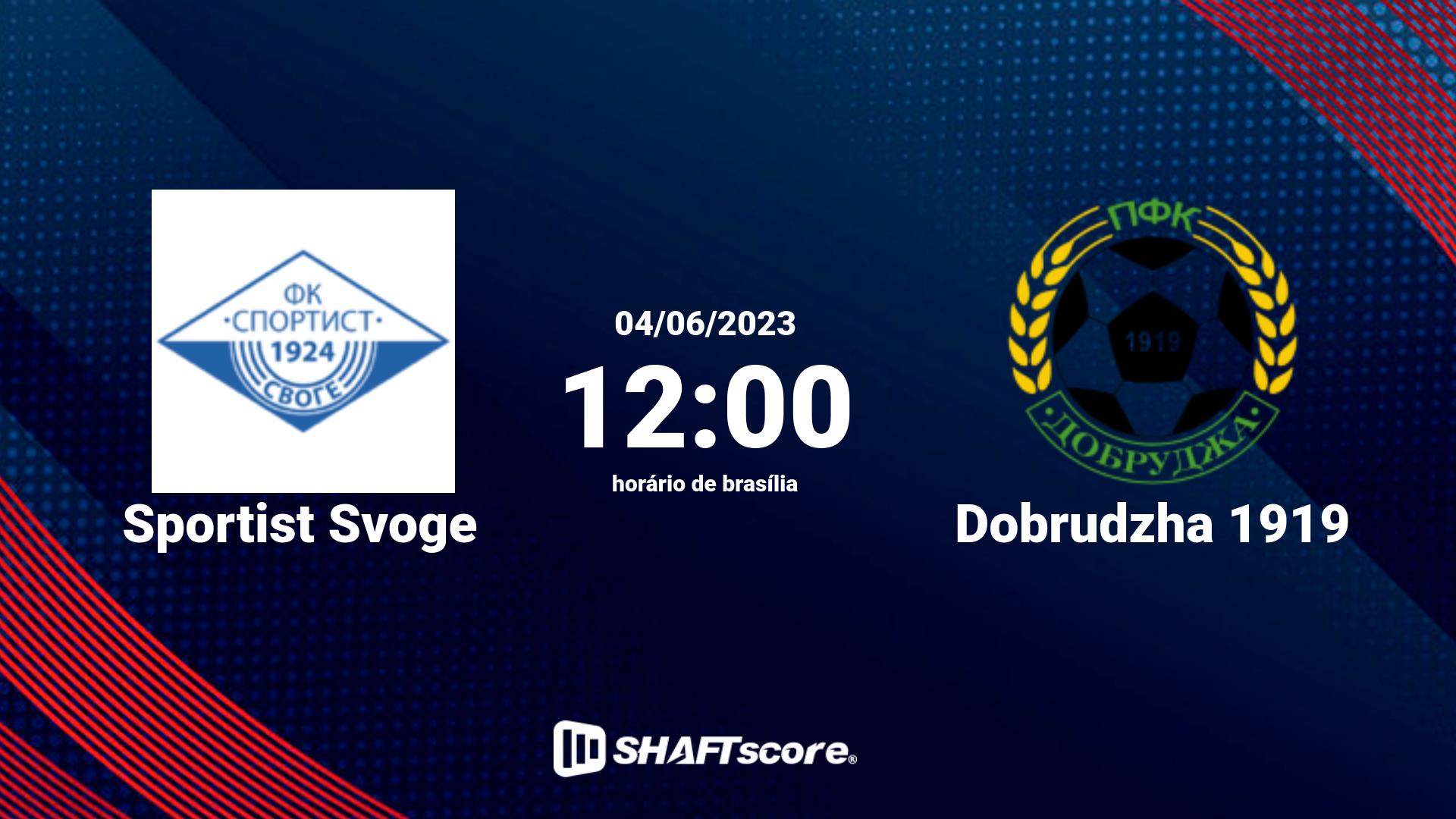 Estatísticas do jogo Sportist Svoge vs Dobrudzha 1919 04.06 12:00