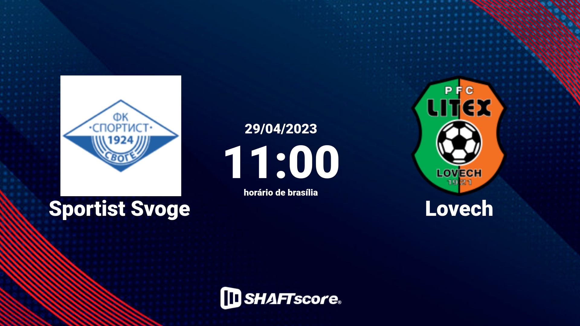 Estatísticas do jogo Sportist Svoge vs Lovech 29.04 11:00