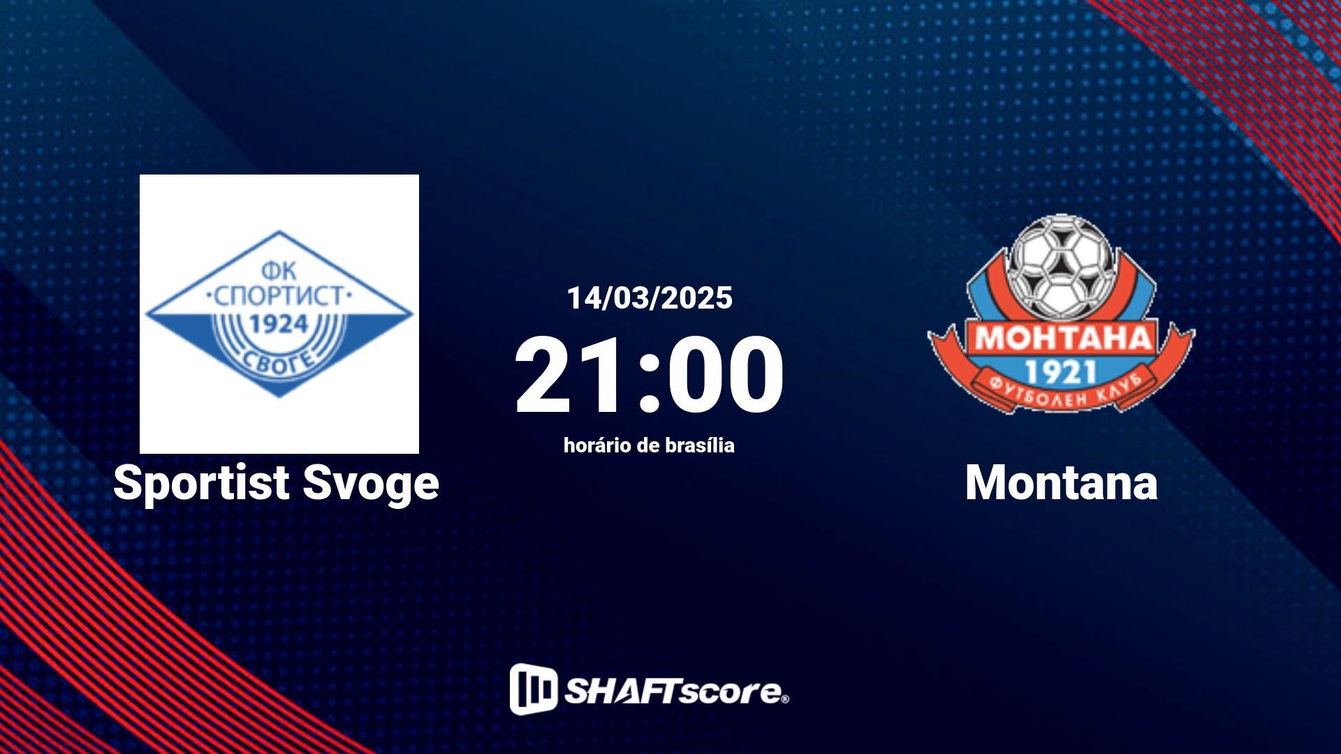 Estatísticas do jogo Sportist Svoge vs Montana 14.03 21:00