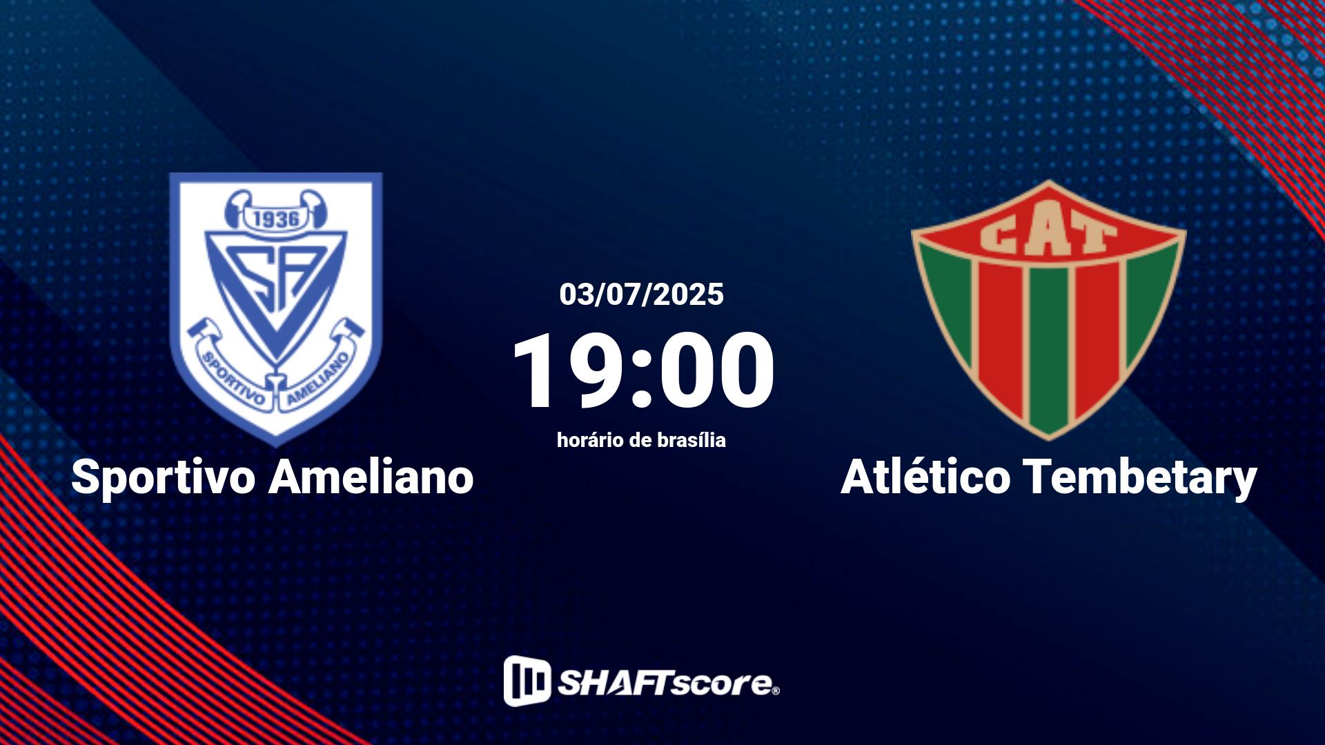 Estatísticas do jogo Sportivo Ameliano vs Atlético Tembetary 03.07 19:00