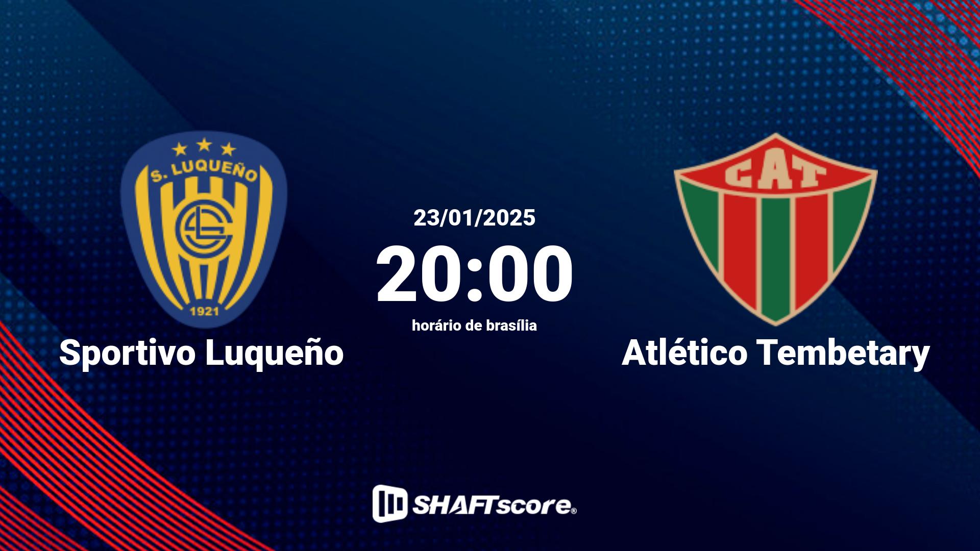 Estatísticas do jogo Sportivo Luqueño vs Atlético Tembetary 23.01 20:00