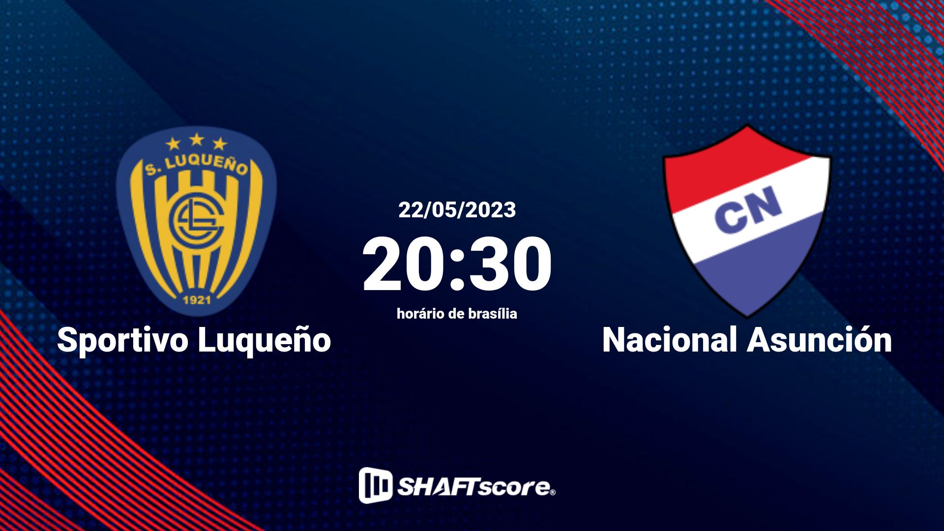 Estatísticas do jogo Sportivo Luqueño vs Nacional Asunción 22.05 20:30