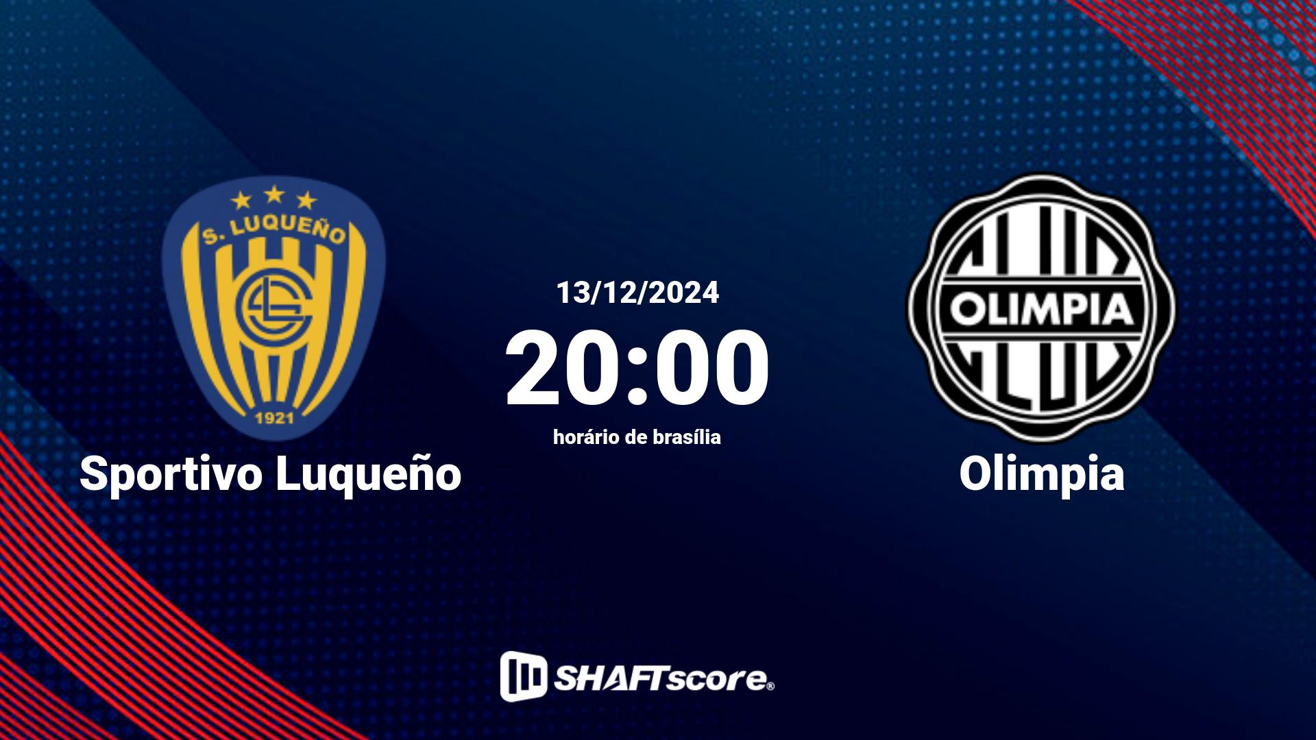 Estatísticas do jogo Sportivo Luqueño vs Olimpia 13.12 20:00