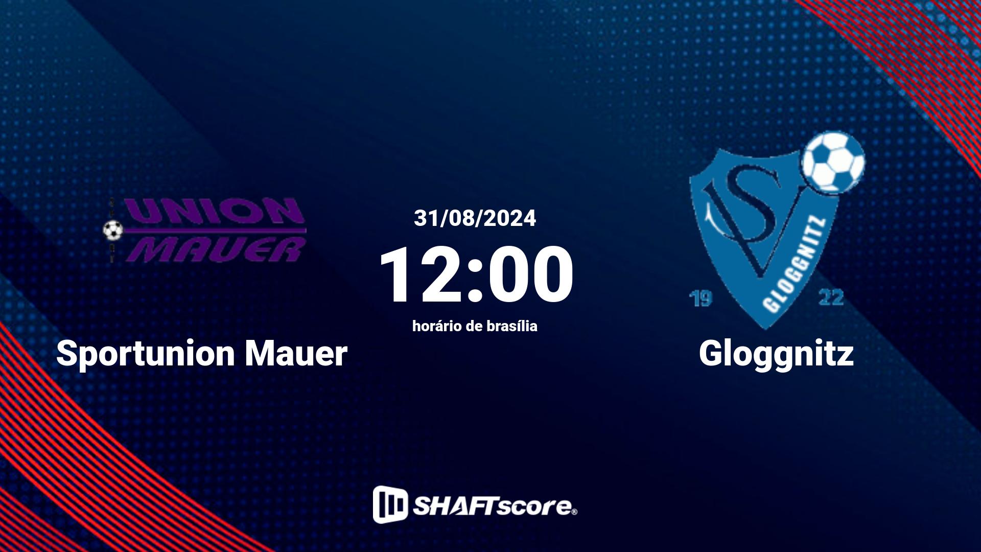 Estatísticas do jogo Sportunion Mauer vs Gloggnitz 31.08 12:00