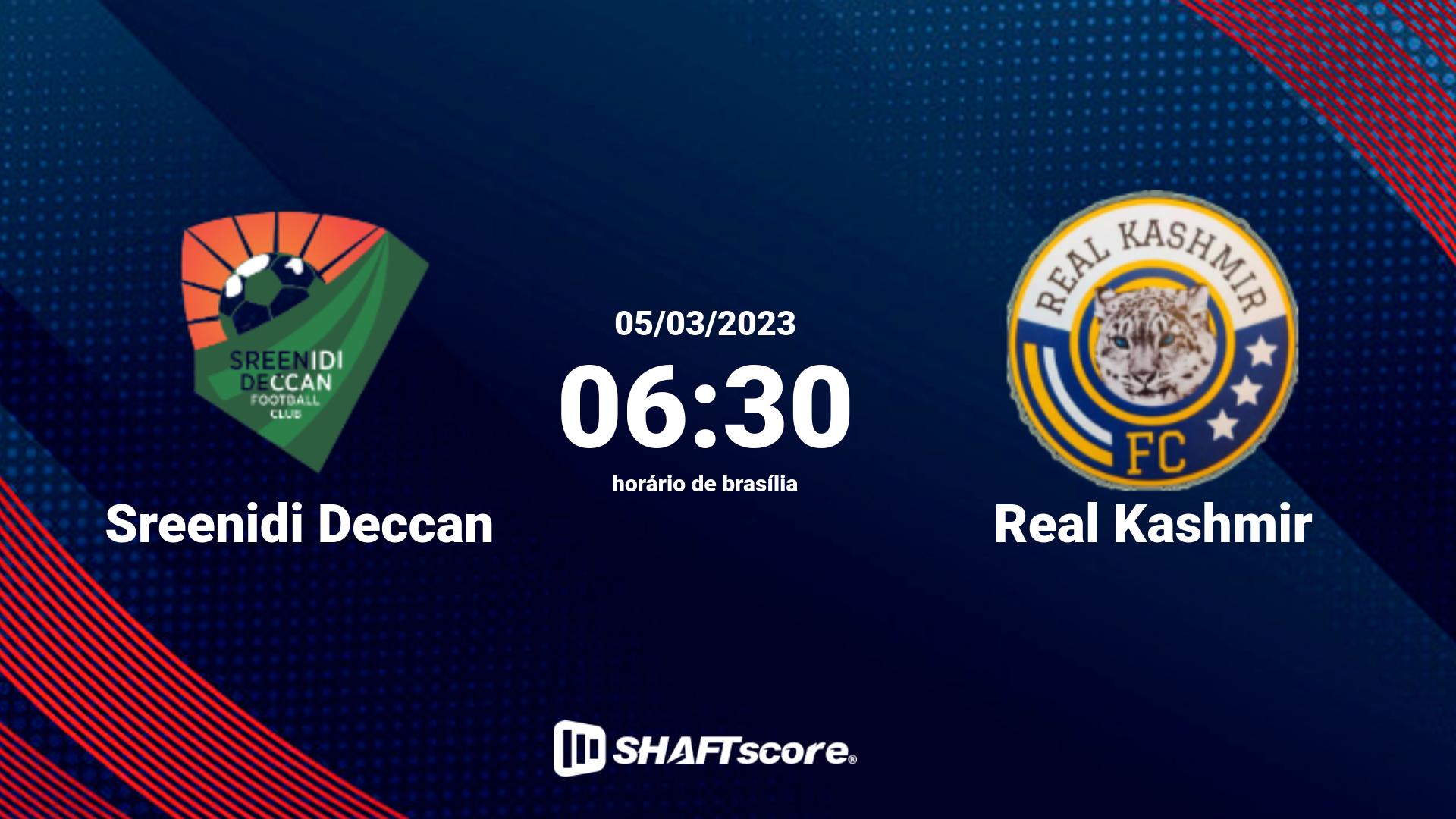 Estatísticas do jogo Sreenidi Deccan vs Real Kashmir 05.03 06:30