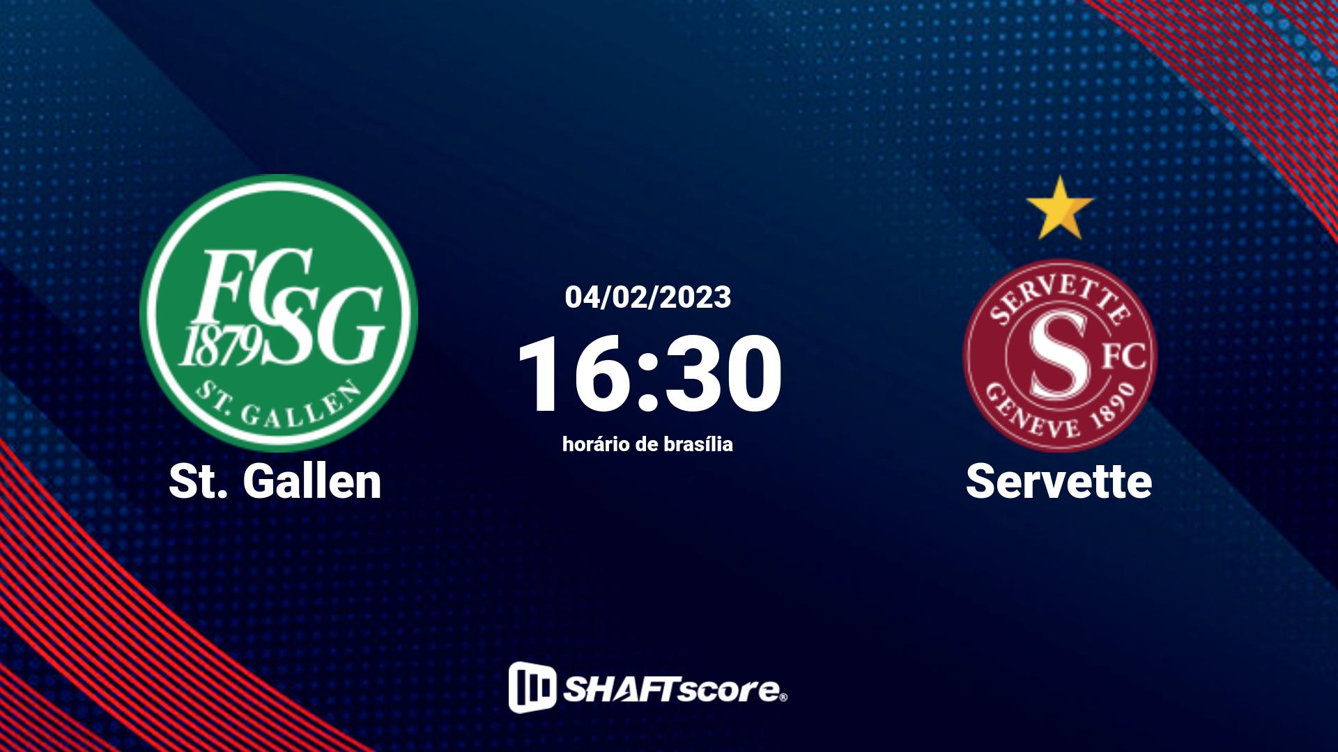 Estatísticas do jogo St. Gallen vs Servette 04.02 16:30