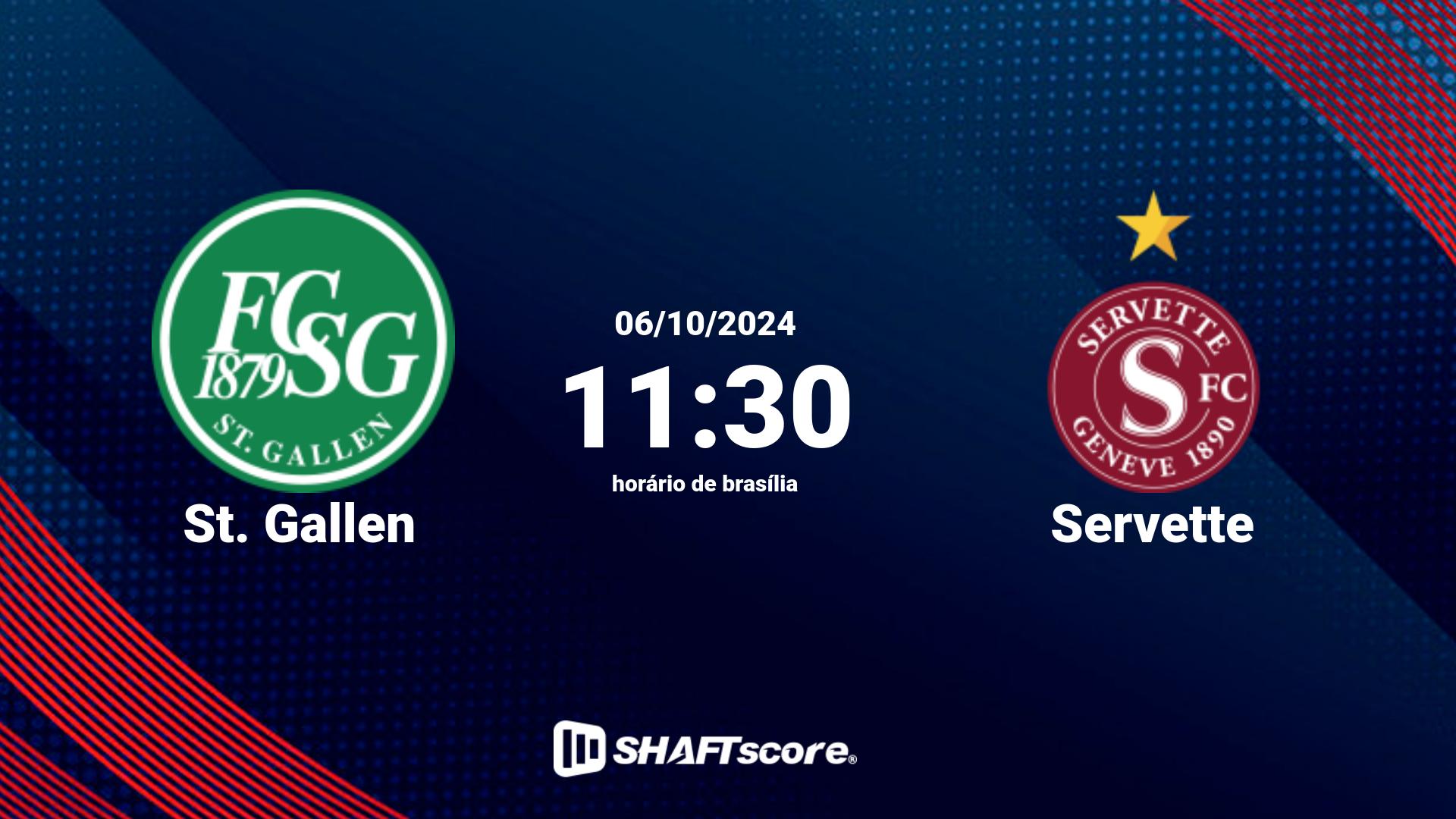 Estatísticas do jogo St. Gallen vs Servette 06.10 11:30