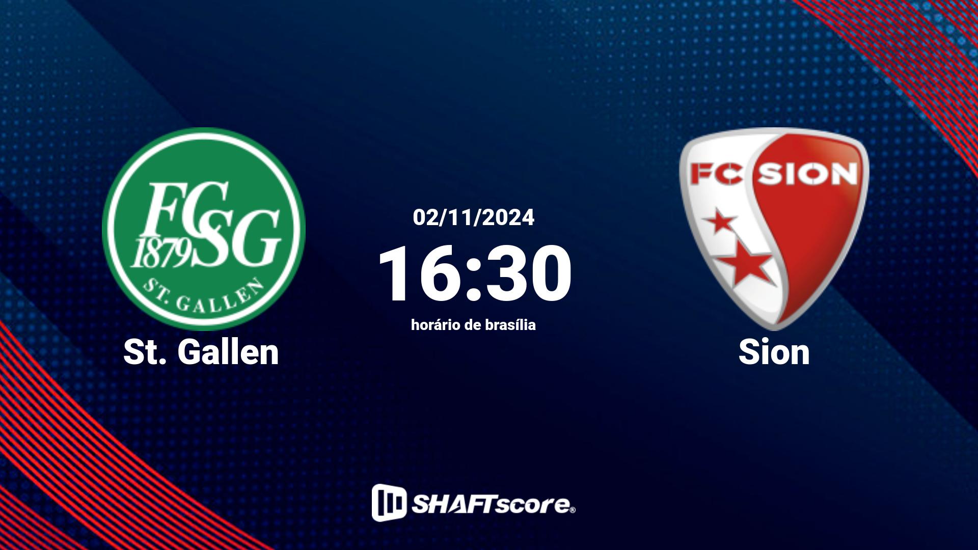 Estatísticas do jogo St. Gallen vs Sion 02.11 16:30