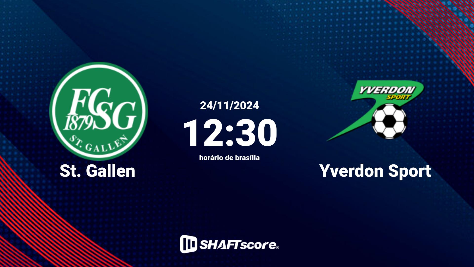 Estatísticas do jogo St. Gallen vs Yverdon Sport 24.11 12:30