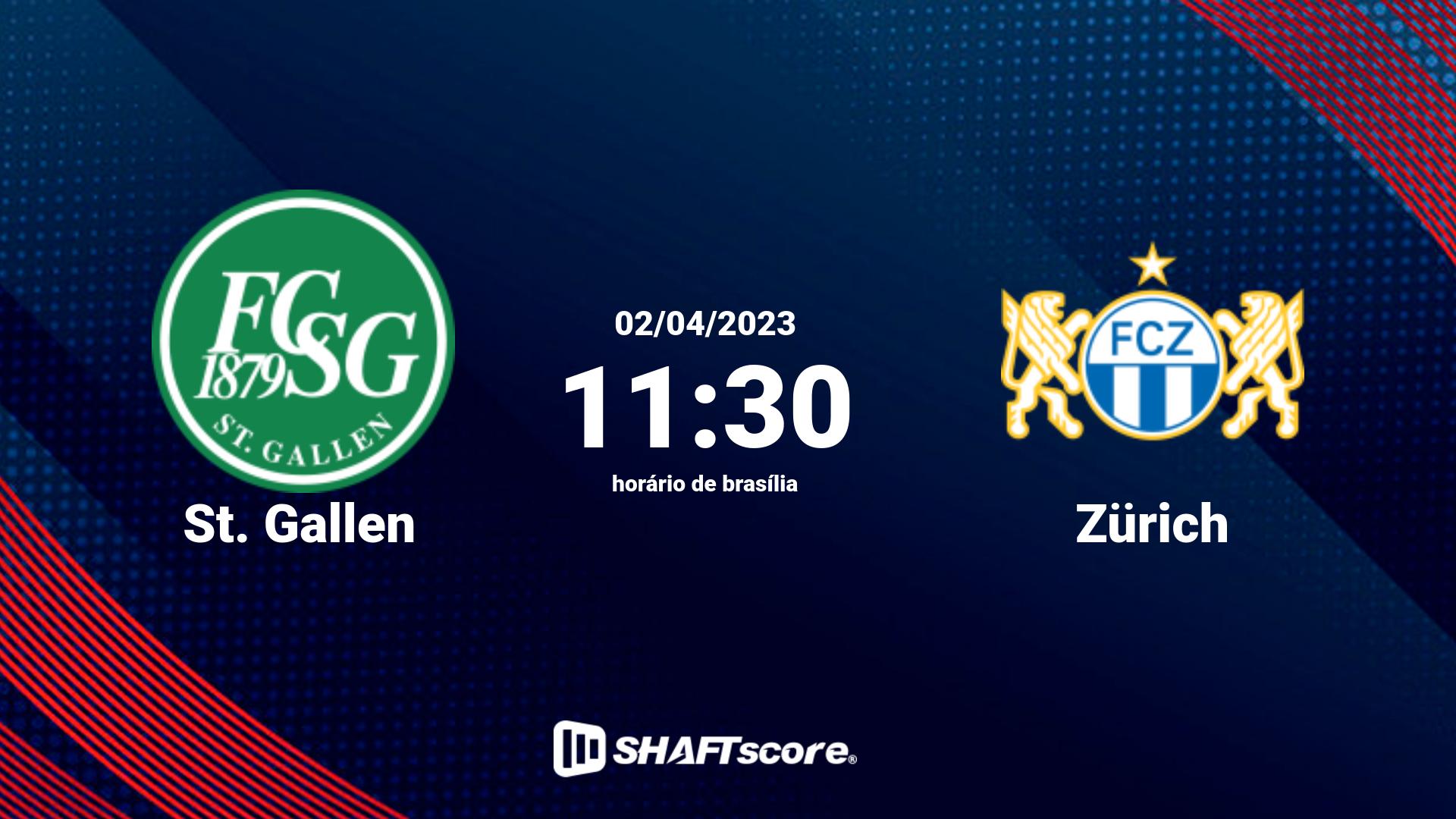 Estatísticas do jogo St. Gallen vs Zürich 02.04 11:30