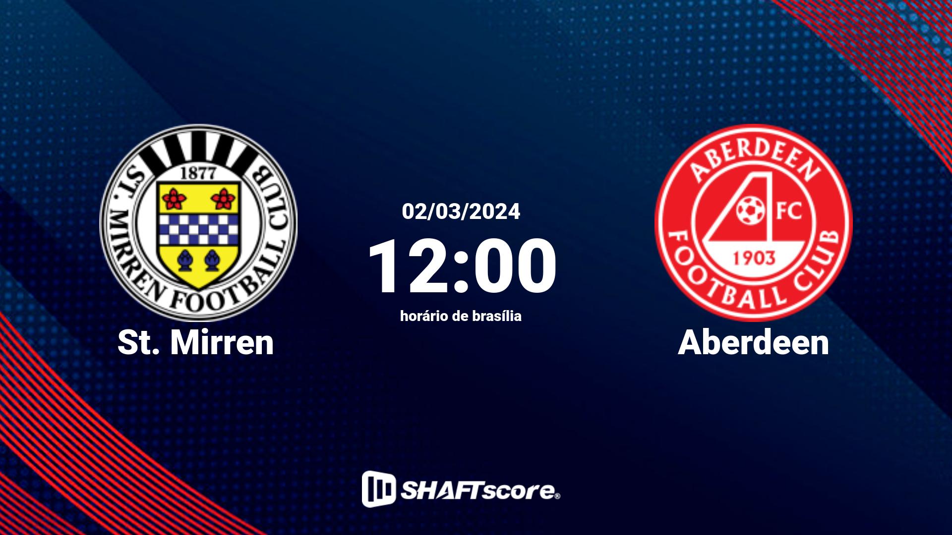 Estatísticas do jogo St. Mirren vs Aberdeen 02.03 12:00