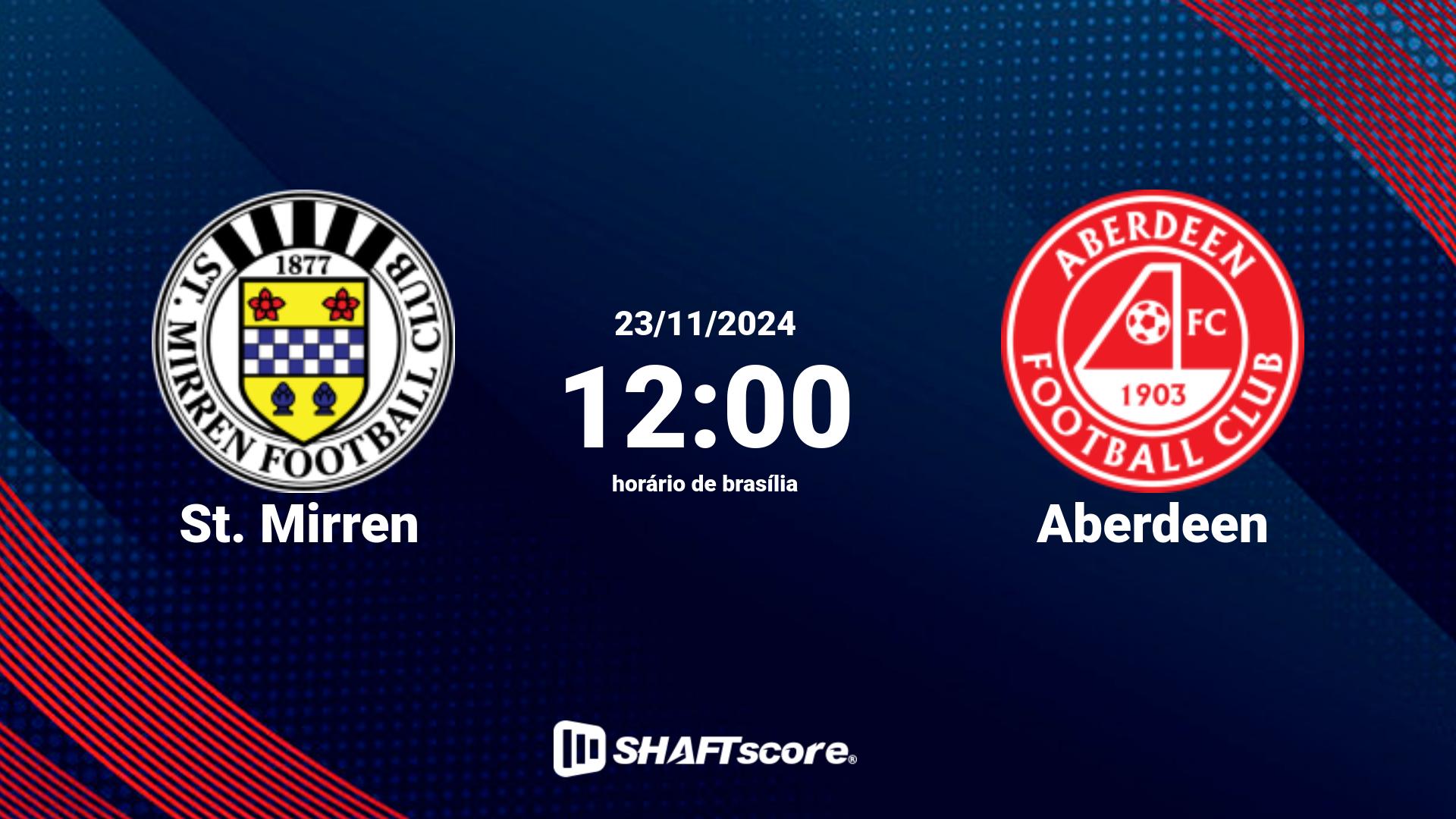 Estatísticas do jogo St. Mirren vs Aberdeen 23.11 12:00