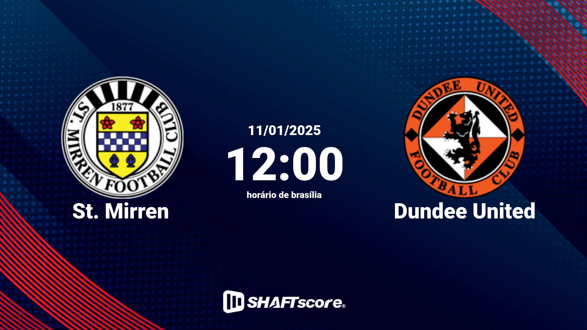 Estatísticas do jogo St. Mirren vs Dundee United 11.01 12:00