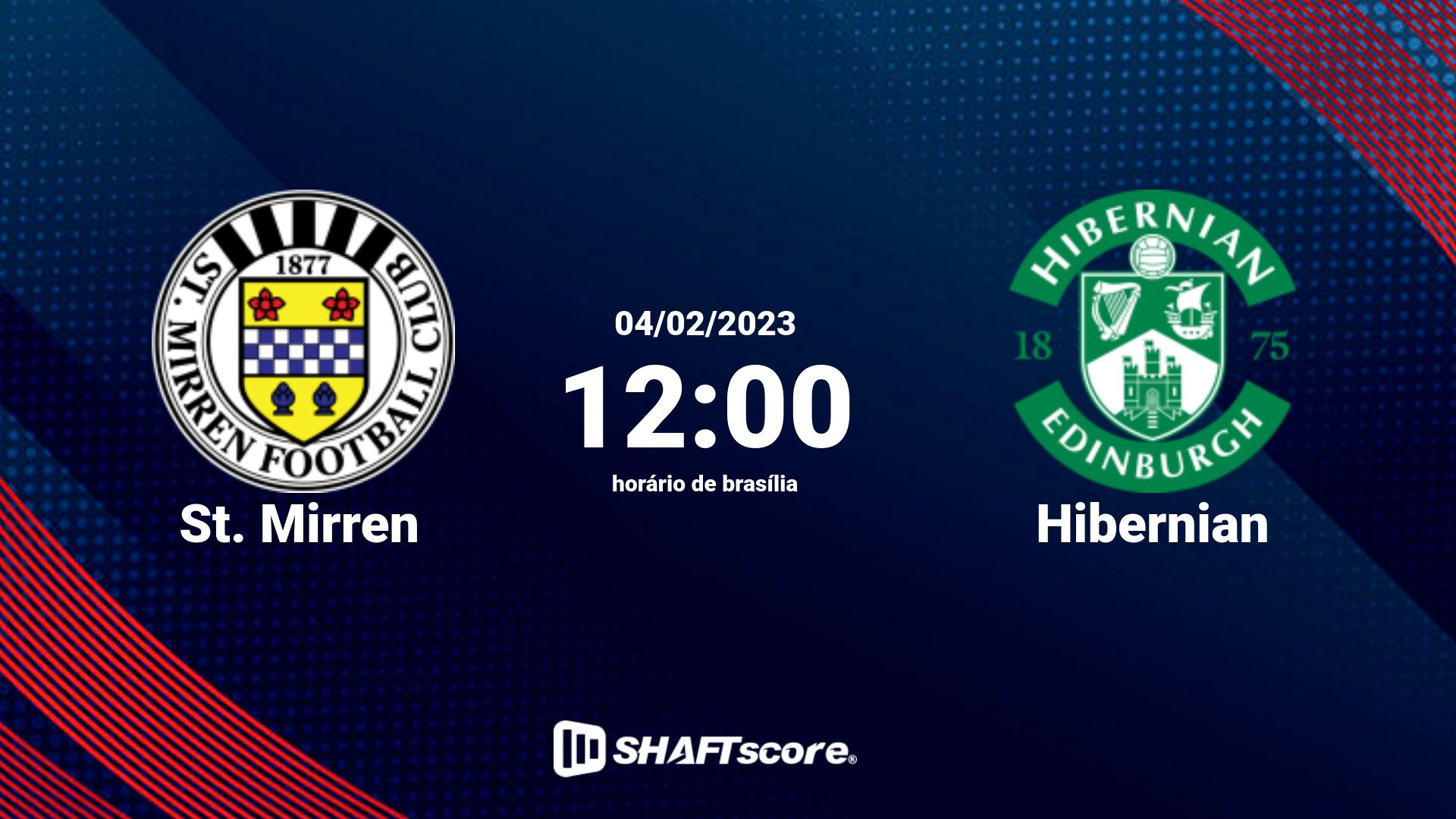 Estatísticas do jogo St. Mirren vs Hibernian 04.02 12:00