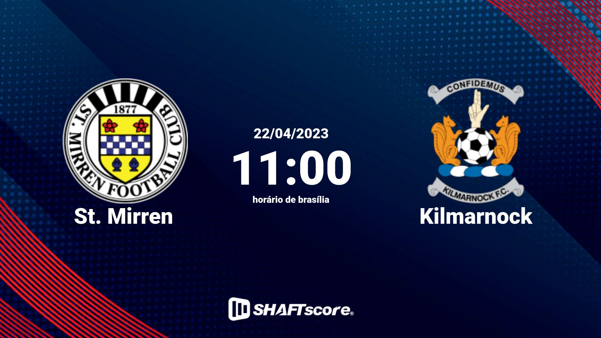 Estatísticas do jogo St. Mirren vs Kilmarnock 22.04 11:00