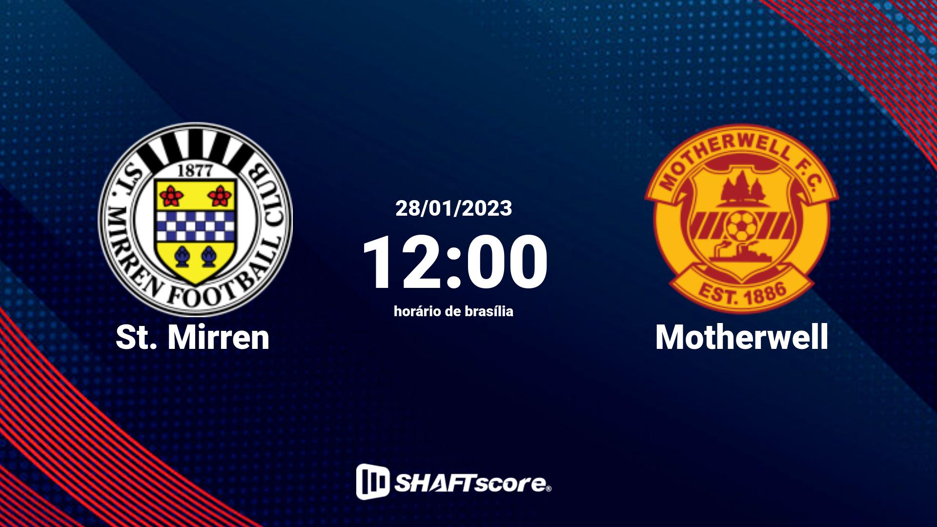 Estatísticas do jogo St. Mirren vs Motherwell 28.01 12:00