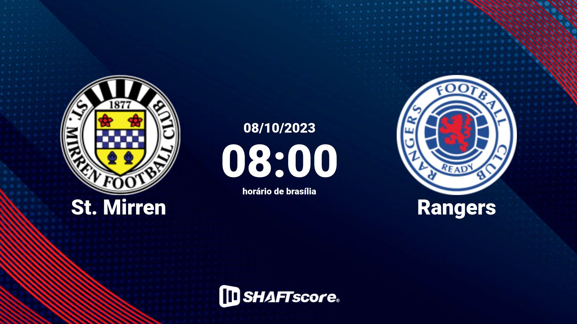 Estatísticas do jogo St. Mirren vs Rangers 08.10 08:00