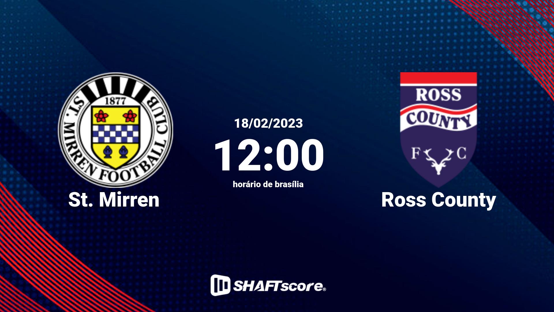 Estatísticas do jogo St. Mirren vs Ross County 18.02 12:00