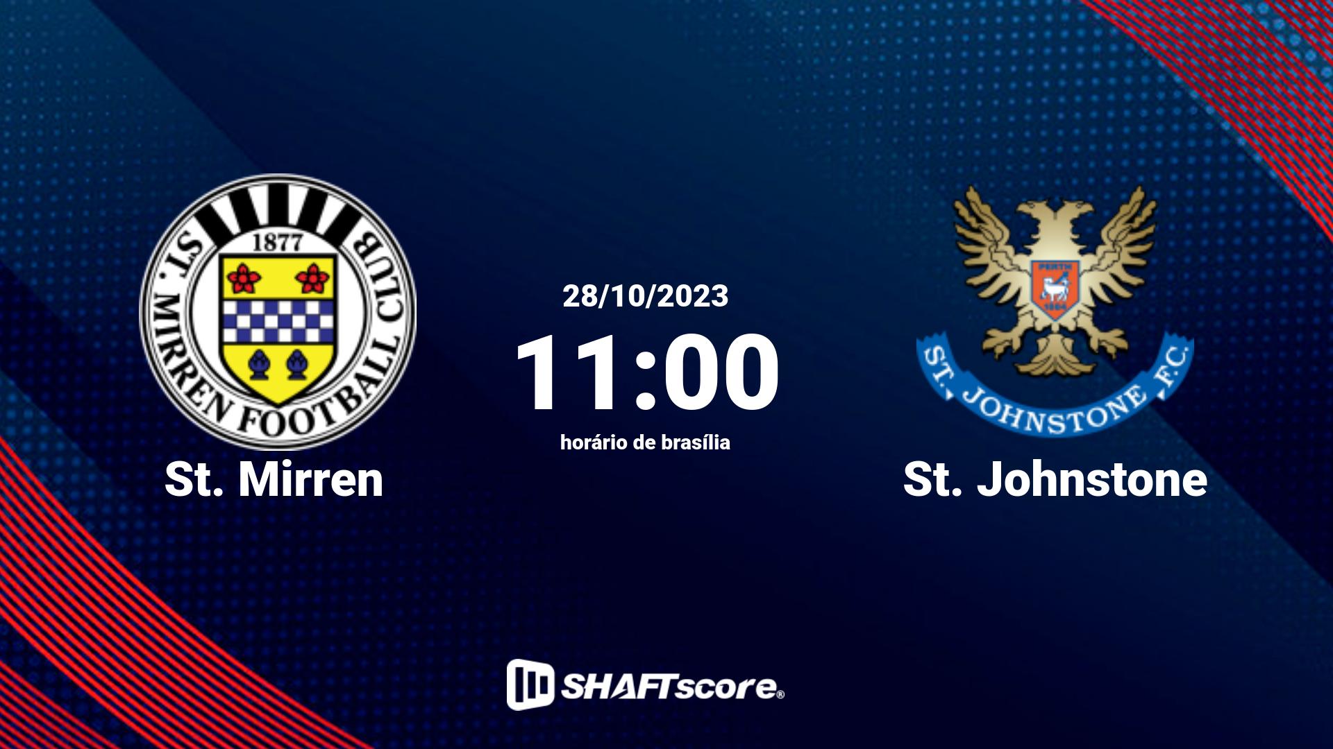 Estatísticas do jogo St. Mirren vs St. Johnstone 28.10 11:00