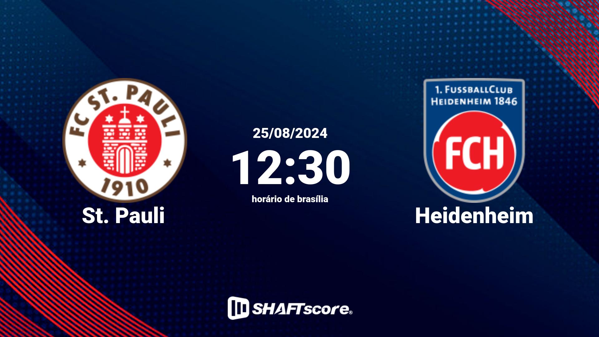 Estatísticas do jogo St. Pauli vs Heidenheim 25.08 12:30