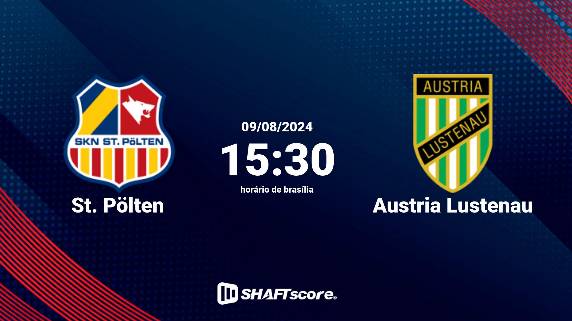 Estatísticas do jogo St. Pölten vs Austria Lustenau 09.08 15:30