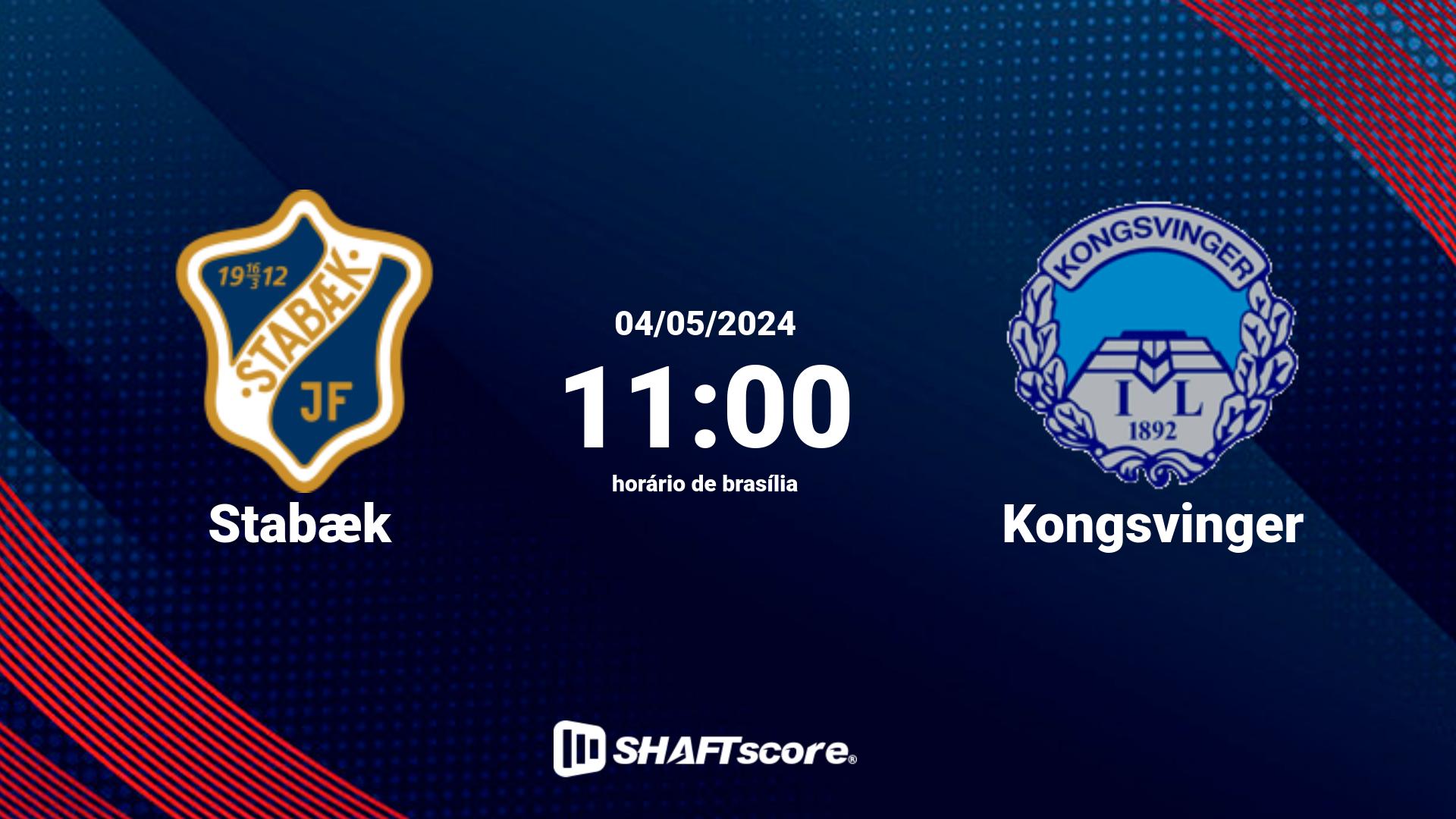 Estatísticas do jogo Stabæk vs Kongsvinger 04.05 11:00