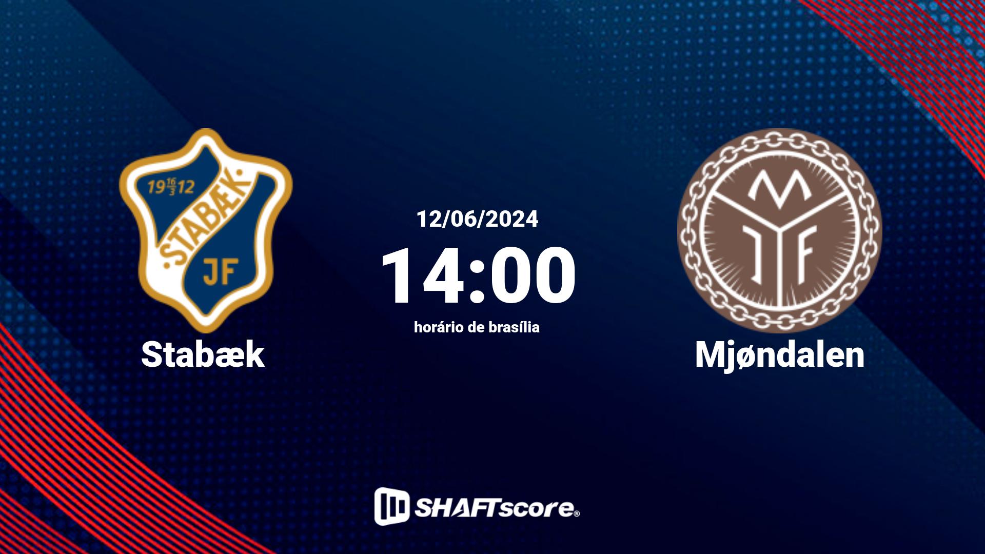 Estatísticas do jogo Stabæk vs Mjøndalen 12.06 14:00