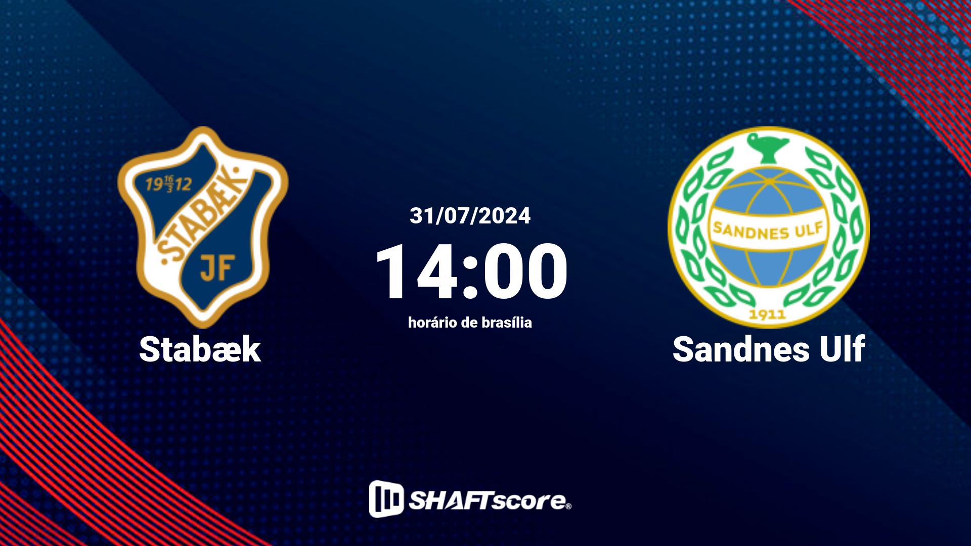 Estatísticas do jogo Stabæk vs Sandnes Ulf 31.07 14:00