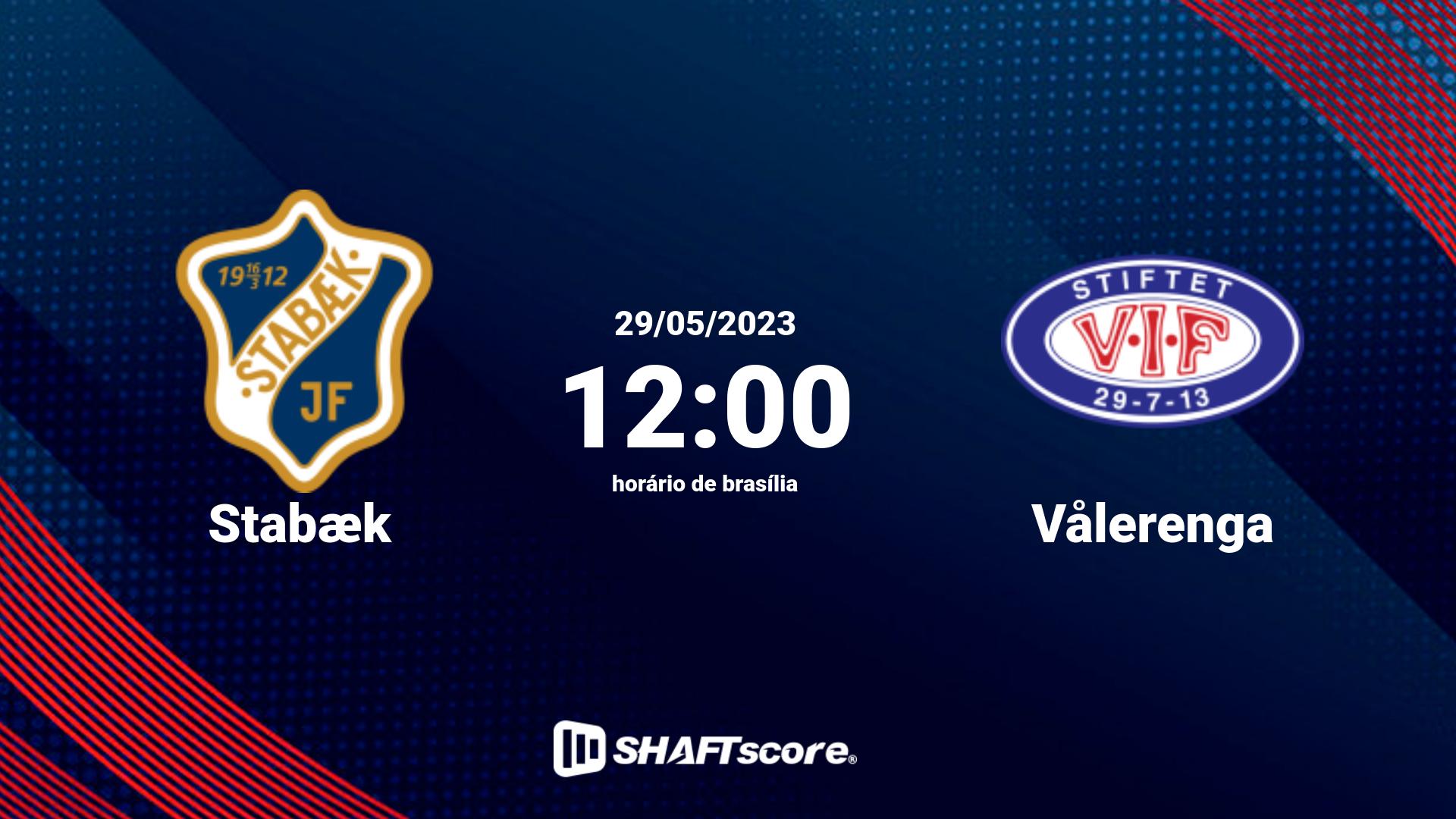 Estatísticas do jogo Stabæk vs Vålerenga 29.05 12:00