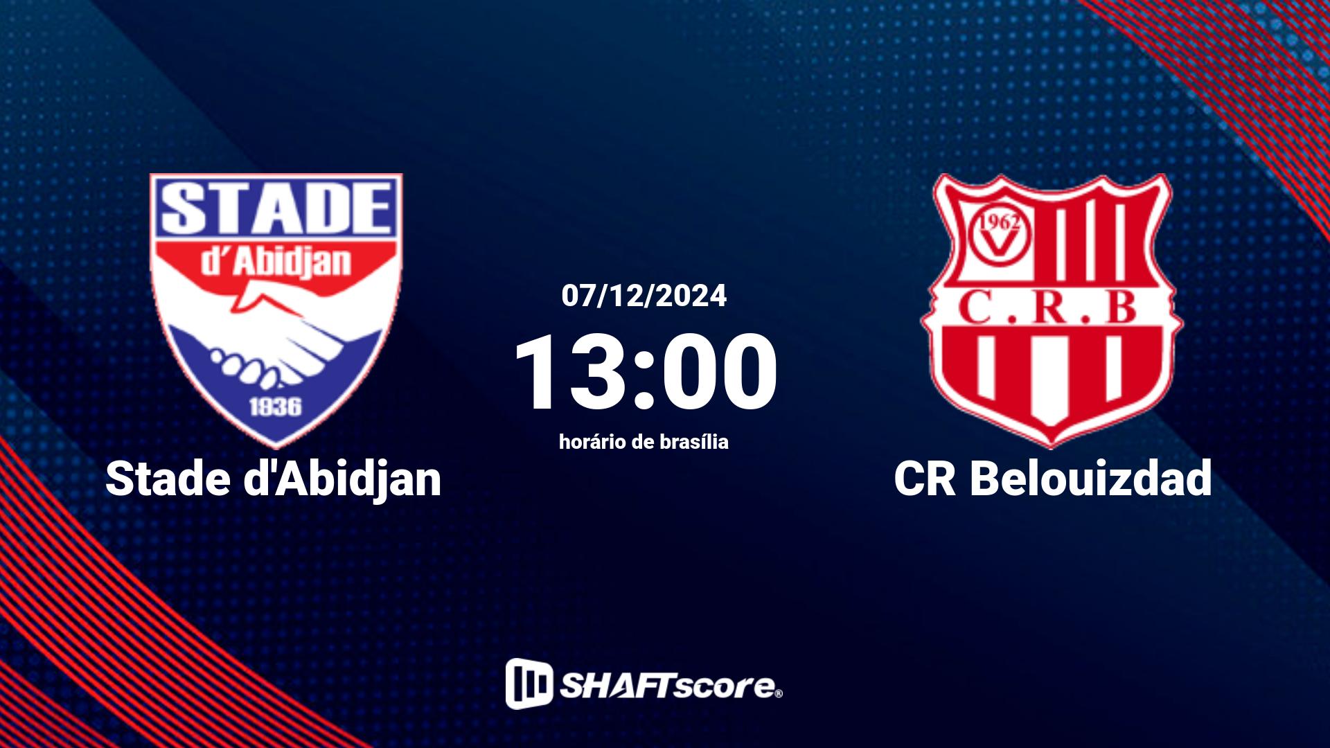 Estatísticas do jogo Stade d'Abidjan vs CR Belouizdad 07.12 13:00