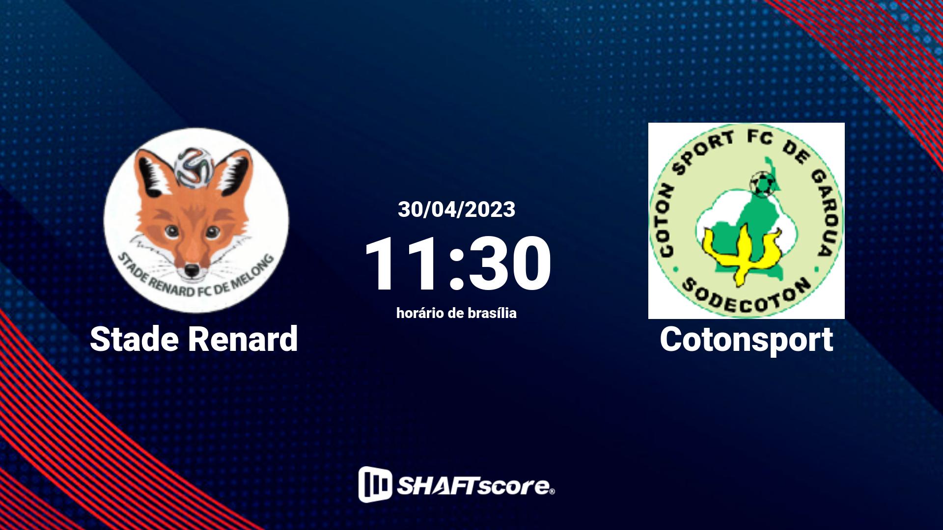 Estatísticas do jogo Stade Renard vs Cotonsport 30.04 11:30