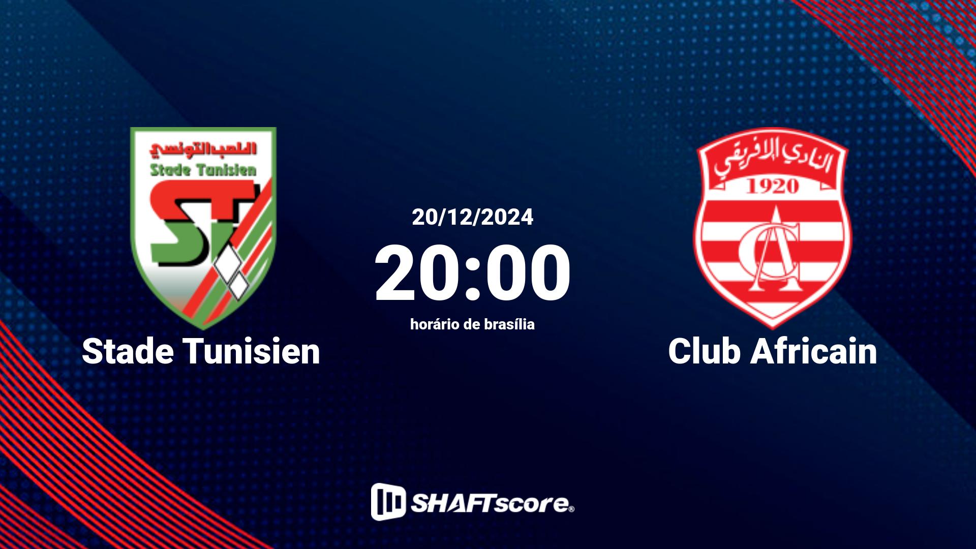 Estatísticas do jogo Stade Tunisien vs Club Africain 20.12 20:00